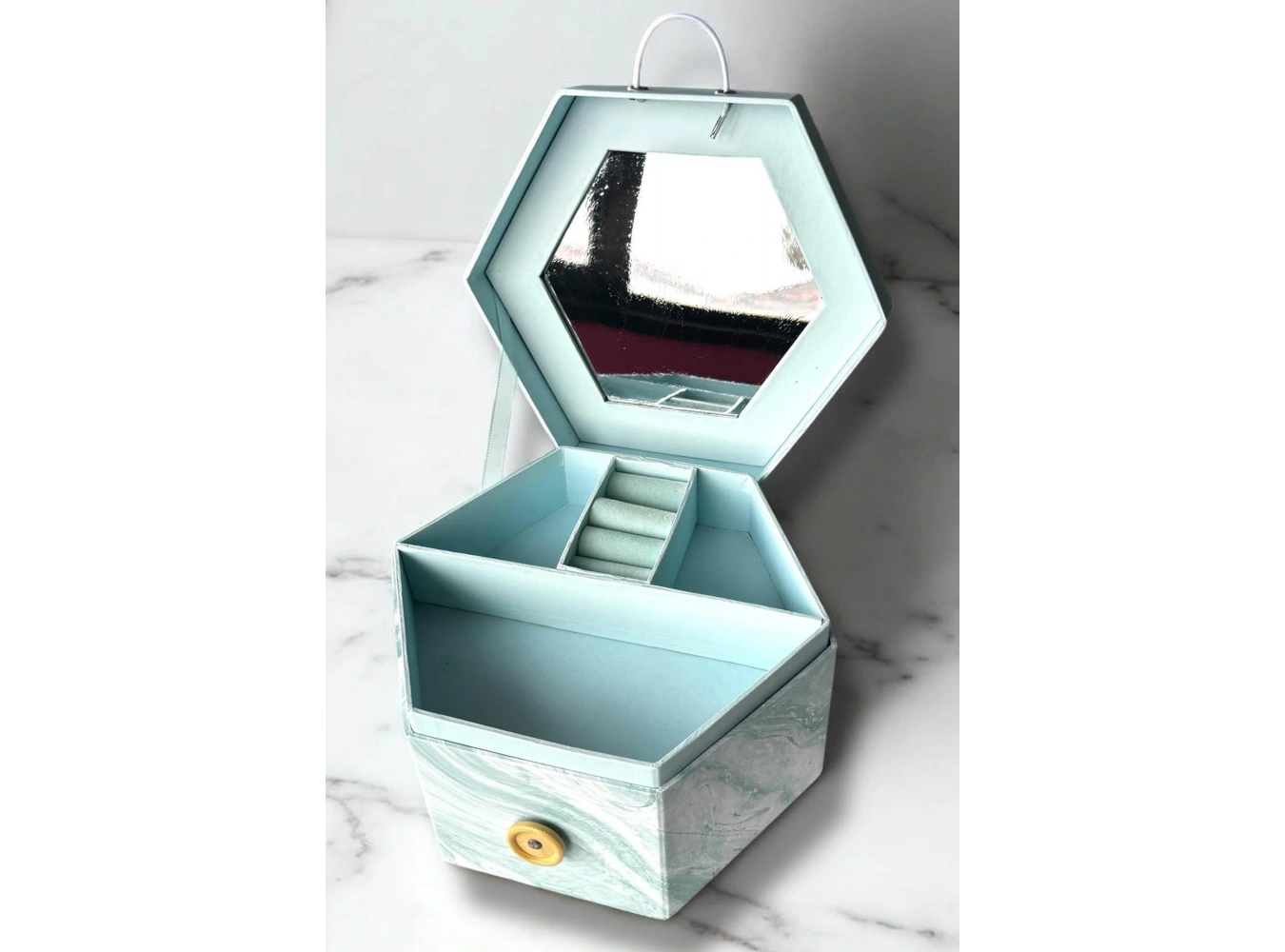 Mavi Renk Ayna Detaylı Takı Organizeri