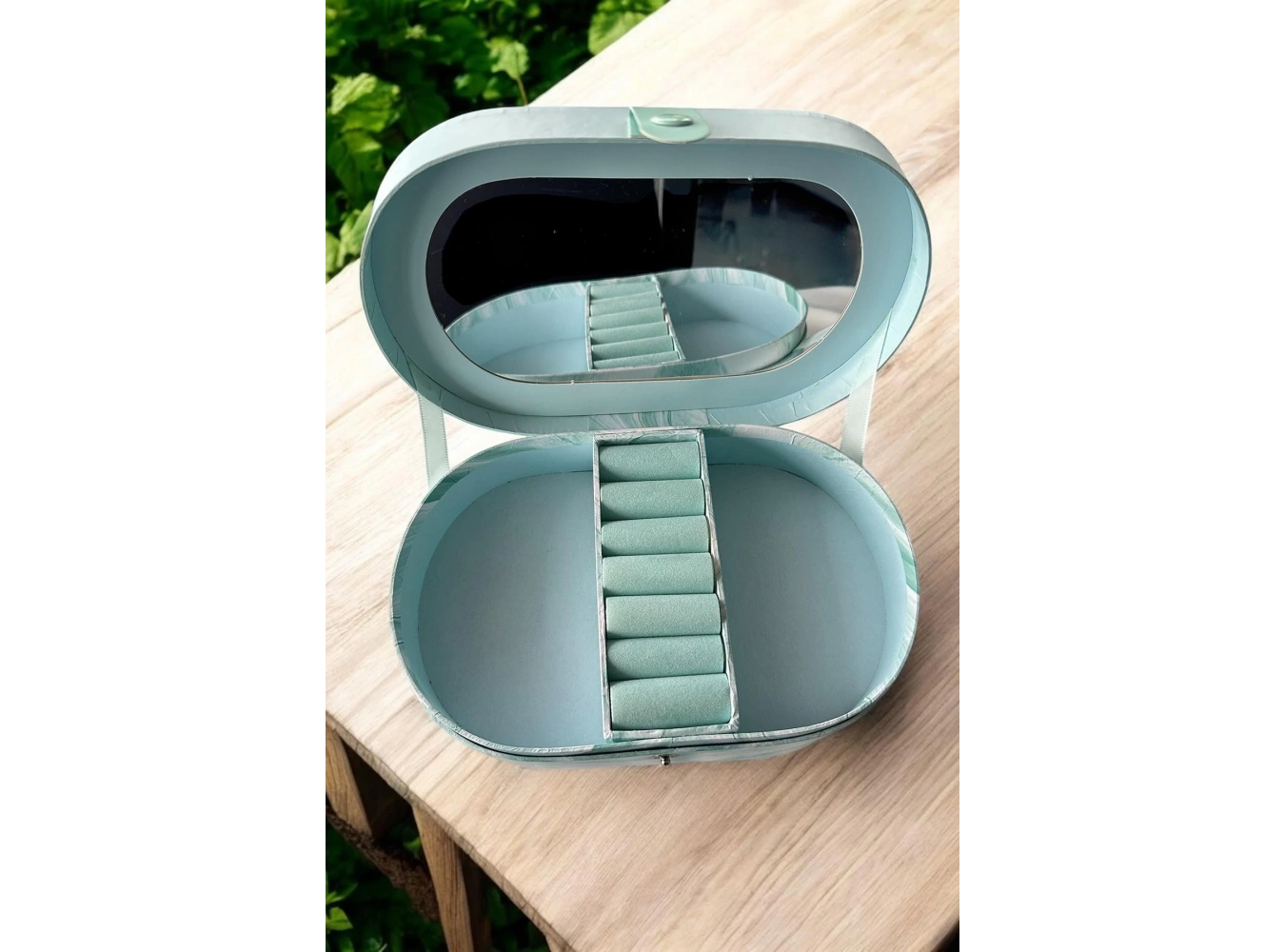 Mavi Renk Ayna Detaylı Takı Organizeri