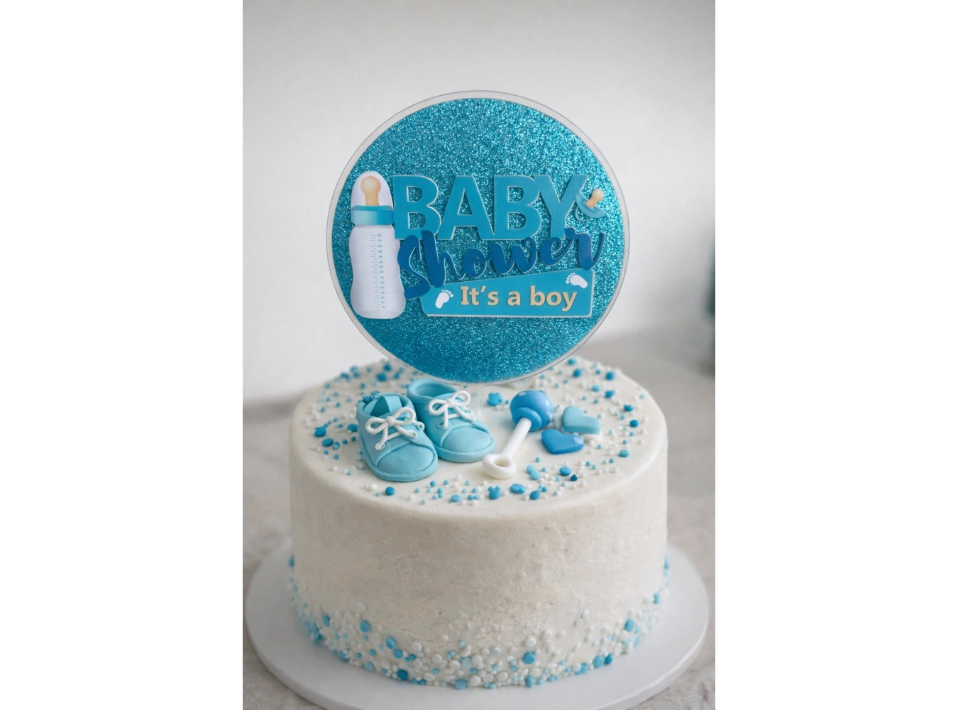 Mavi Renk Baby Shower Pasta Süsü