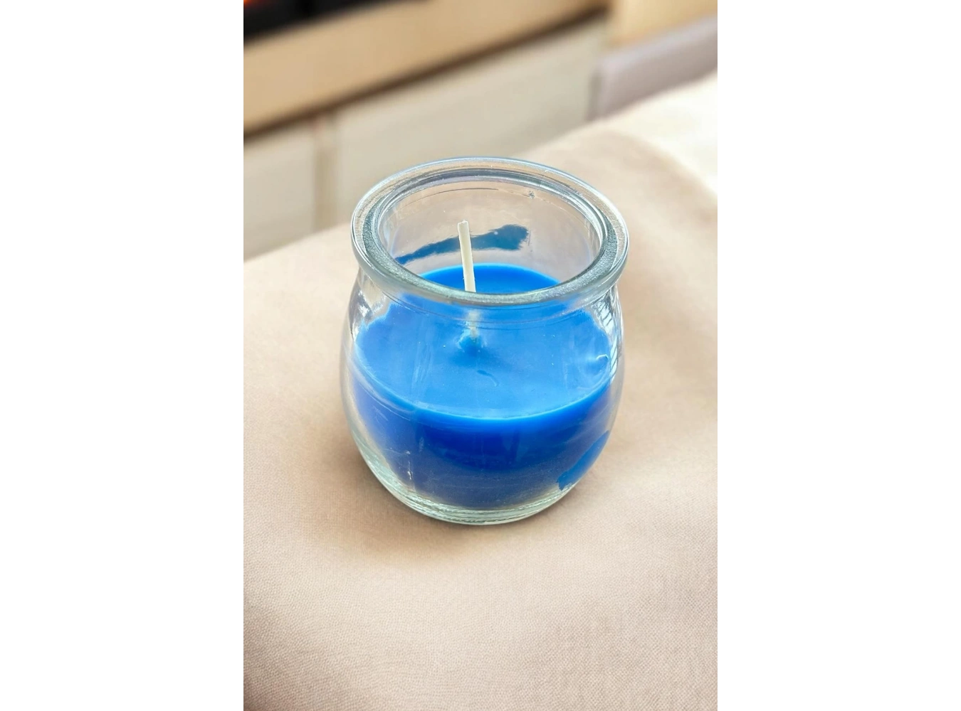 Mavi Renk Bardakta Kokulu Dekoratif Mum