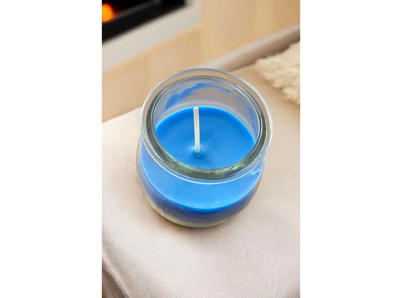 Mavi Renk Bardakta Kokulu Dekoratif Mum