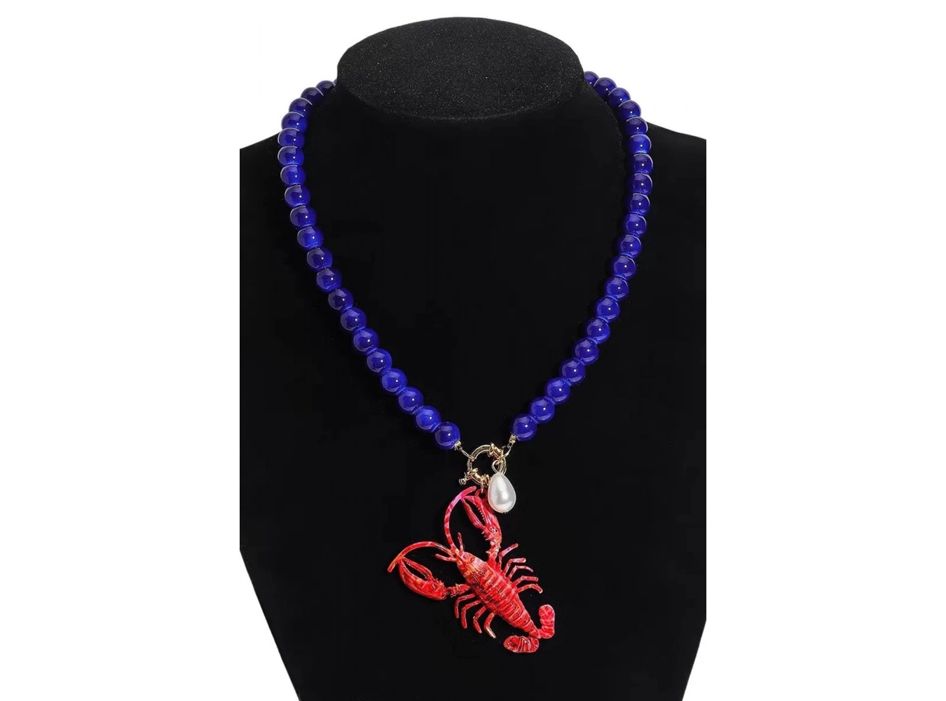 Mavi Renk Boncuklu Yengeç Detaylı Tasarım Kolye