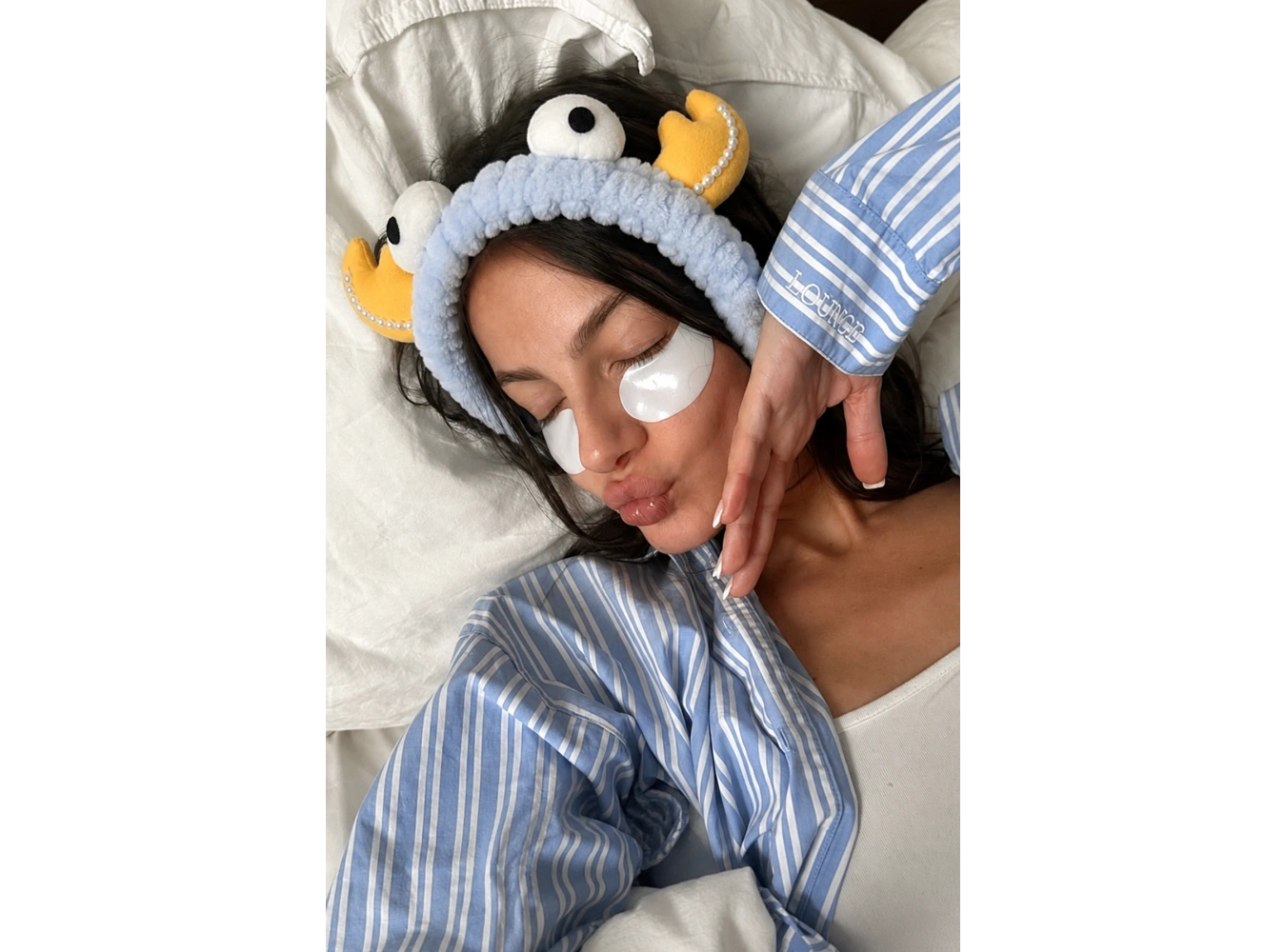 Mavi  Renk Boynuz Ve Göz Figürlü Peluş Saç Bandı