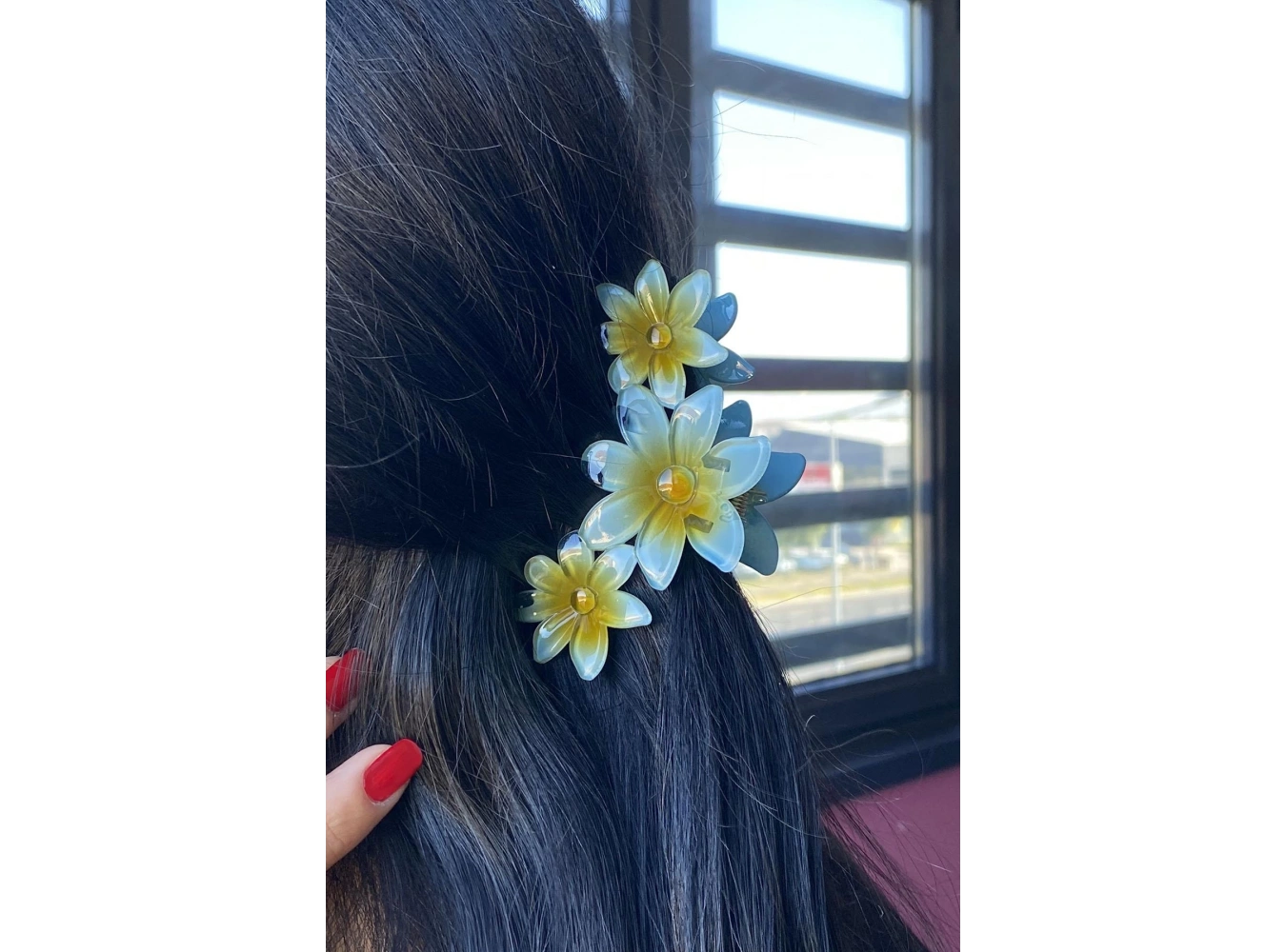 Mavi Renk Çiçek Figürlü Mandal Toka