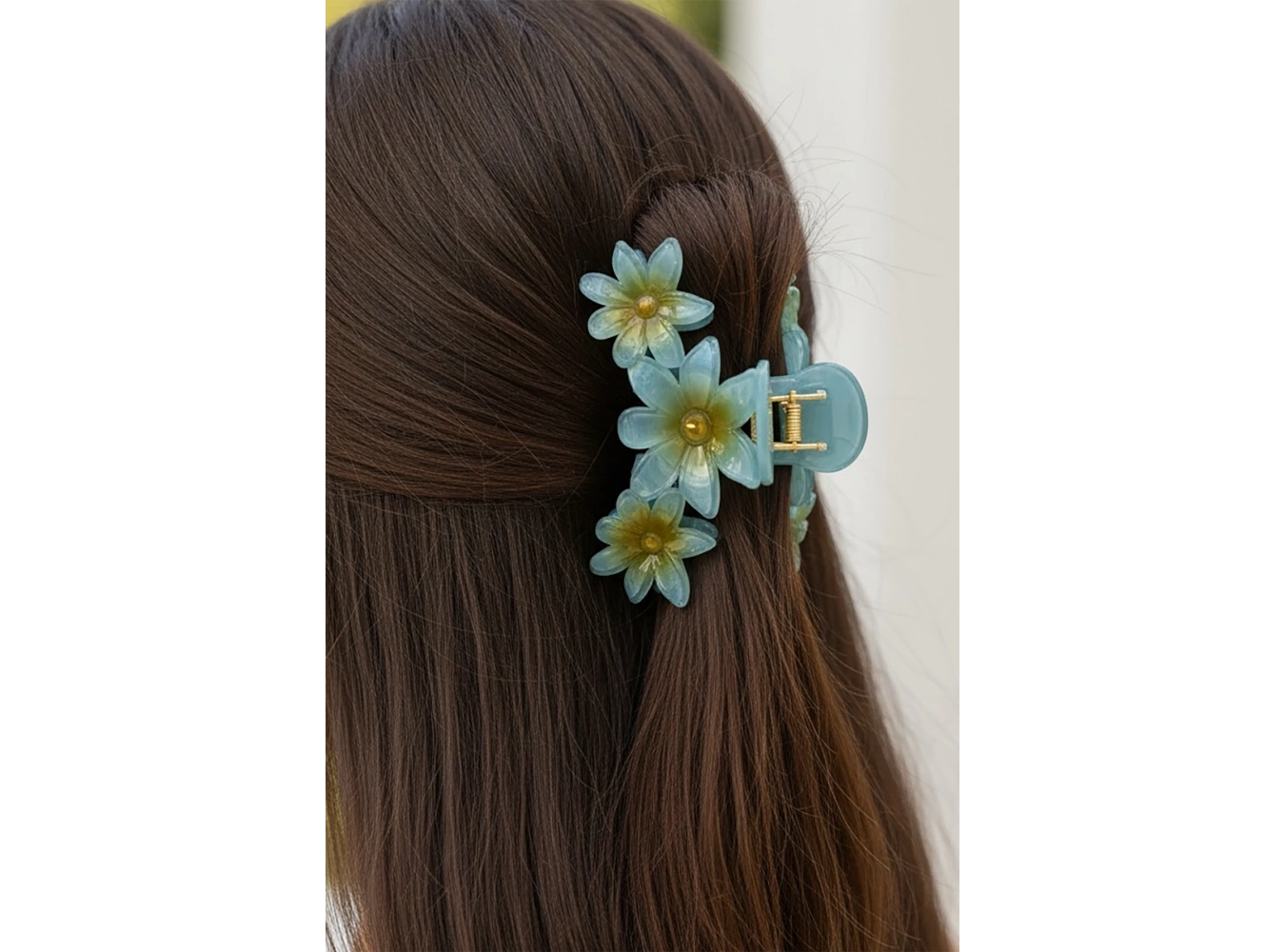 Mavi Renk Çiçek Figürlü Mandal Toka