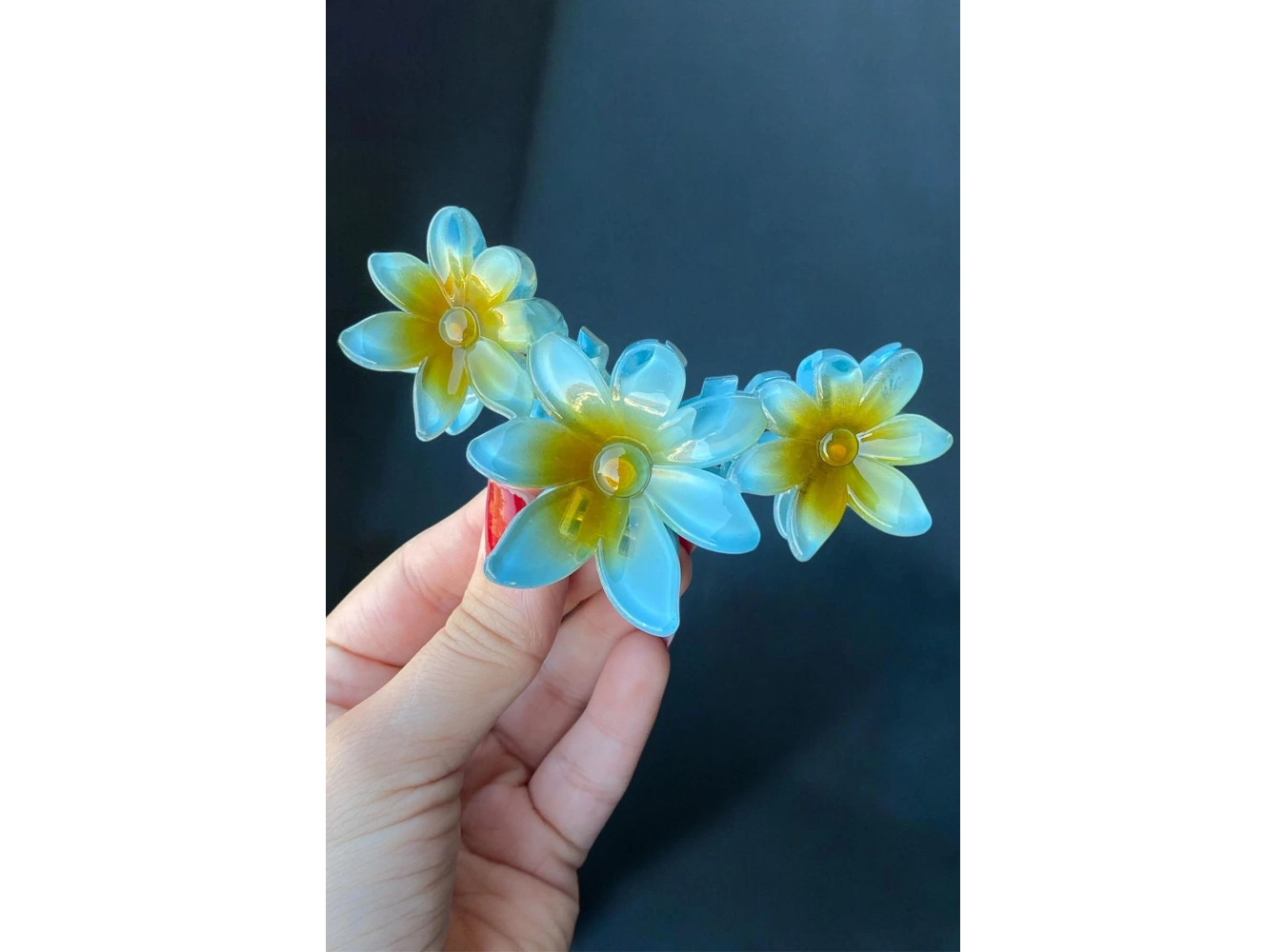 Mavi Renk Çiçek Figürlü Mandal Toka