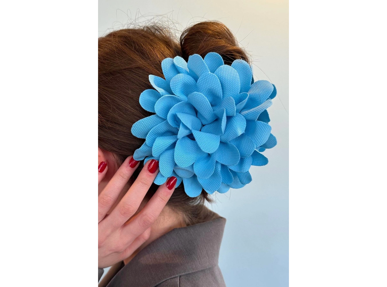 Mavi Renk Çiçek Figürlü Mandal Toka