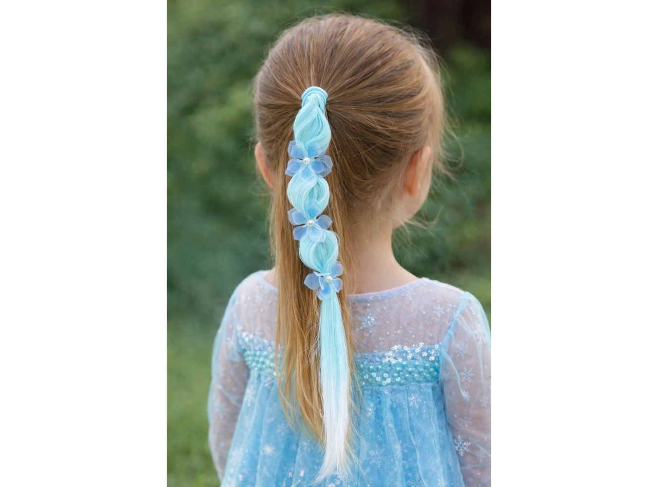 Mavi Renk Çiçek Figürlü Saç Detaylı Lastik Toka