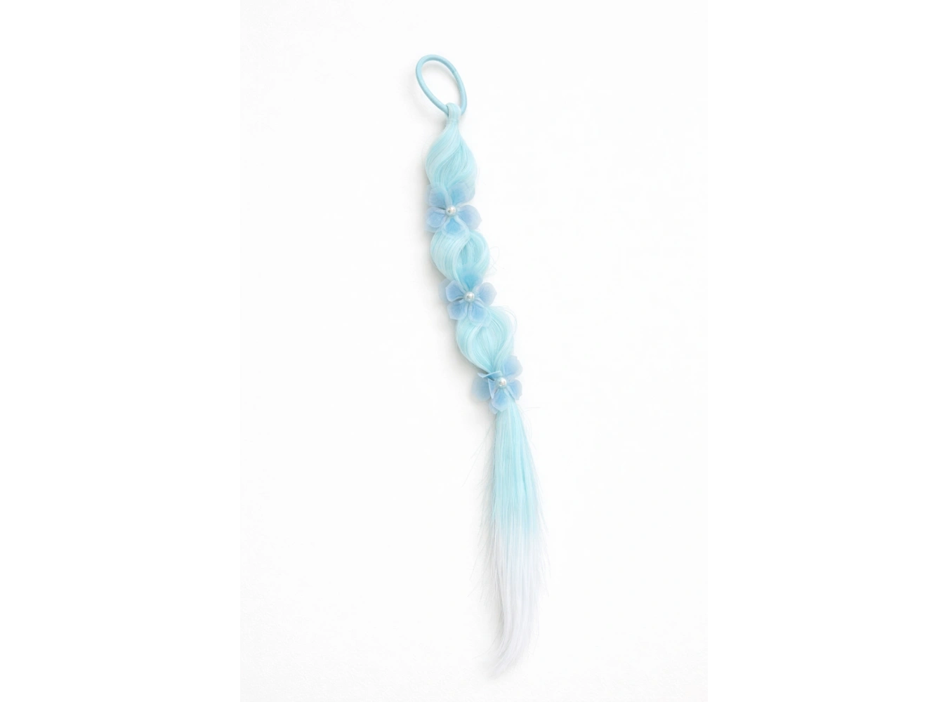 Mavi Renk Çiçek Figürlü Saç Detaylı Lastik Toka