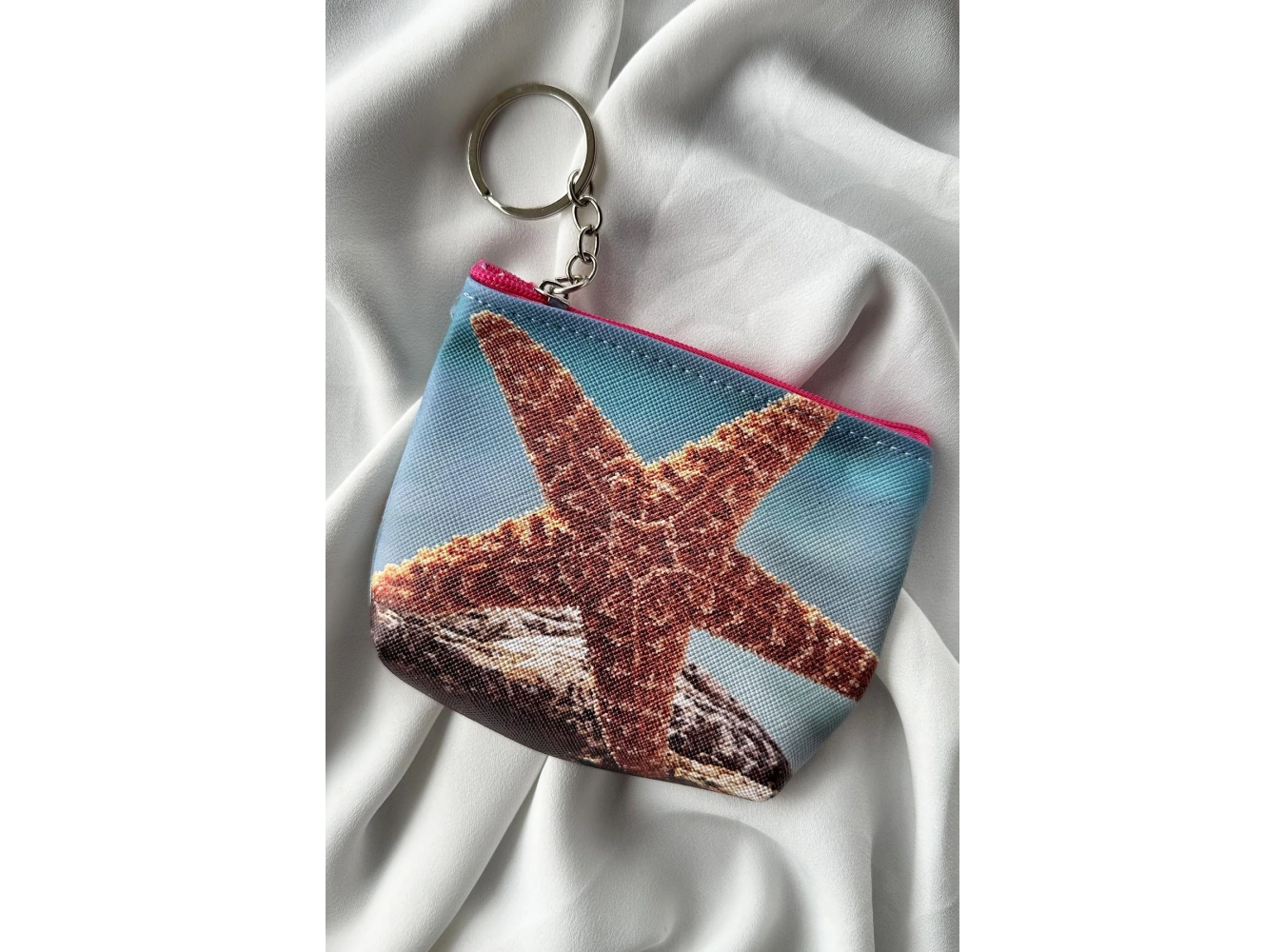 Mavi Renk Deniz Yıldızı Figürlü Anahtarlık /Cüzdan