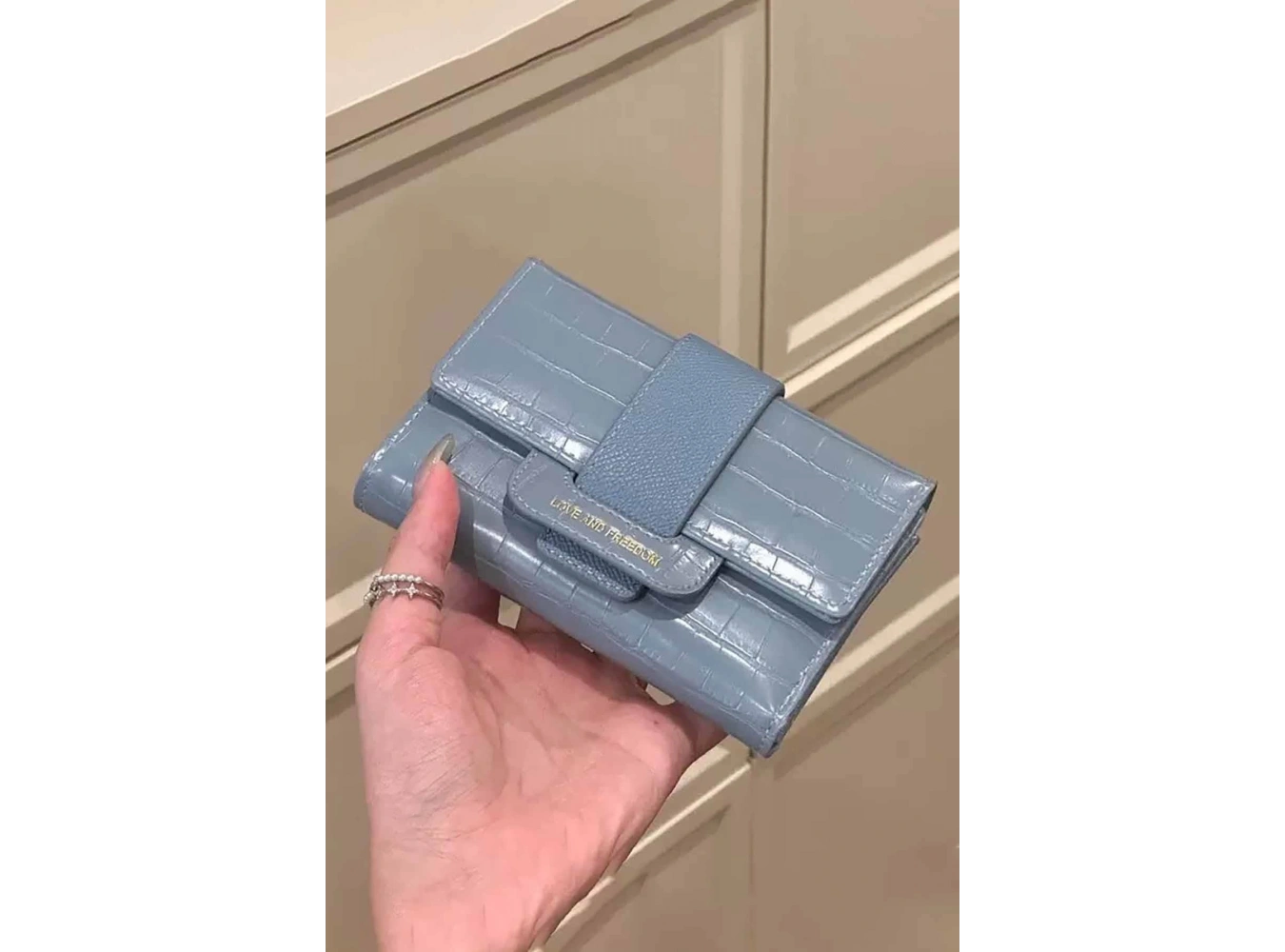 Mavi Renk Deri Kadın Cüzdan/Kartlık