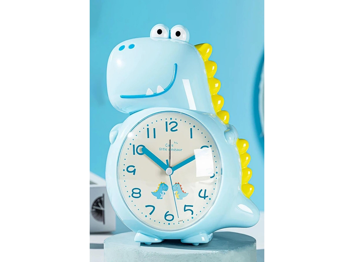 Mavi Renk Dinazor Figürlü Dekoratif Alarmlı Masa Saati