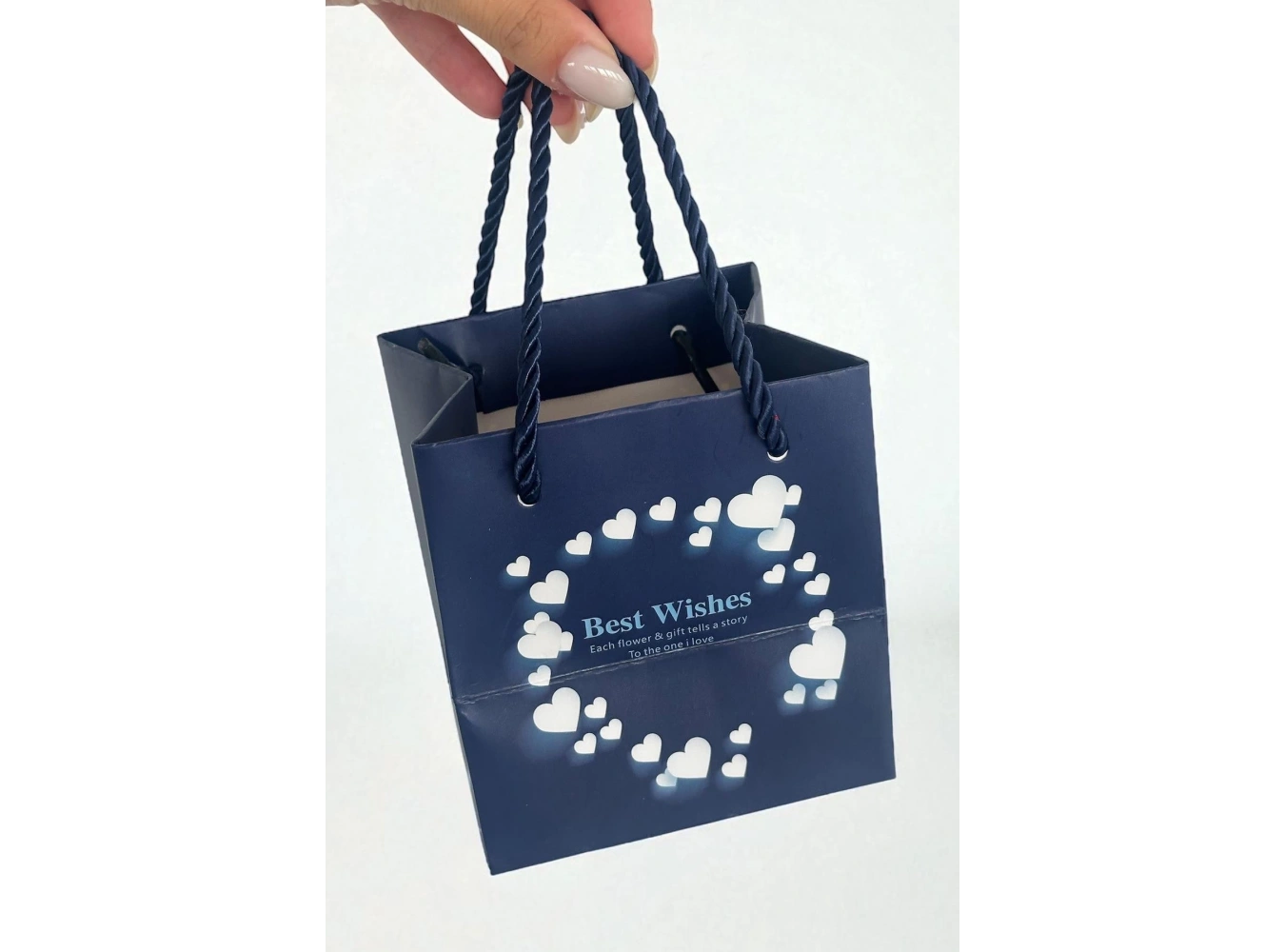 Mavi Renk Gül Detaylı Yüzük Kolye Kutusu