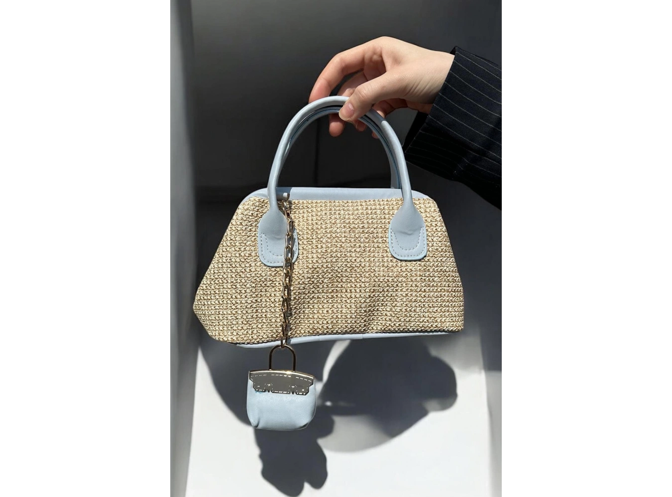 Mavi Renk Hasır Kadın Çanta