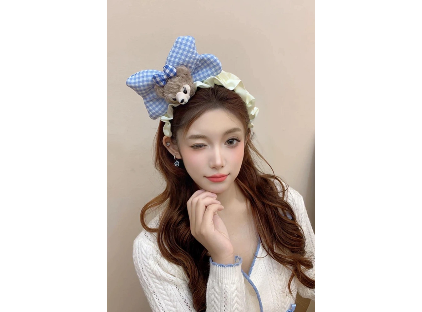 Mavi Renk Hayvan Figürlü Peluş Kurdele Taç