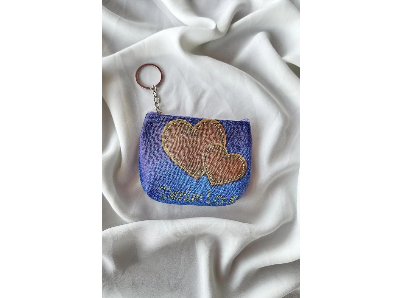 Mavi Renk Kalp Figürlü Cüzdan Anahtarlık