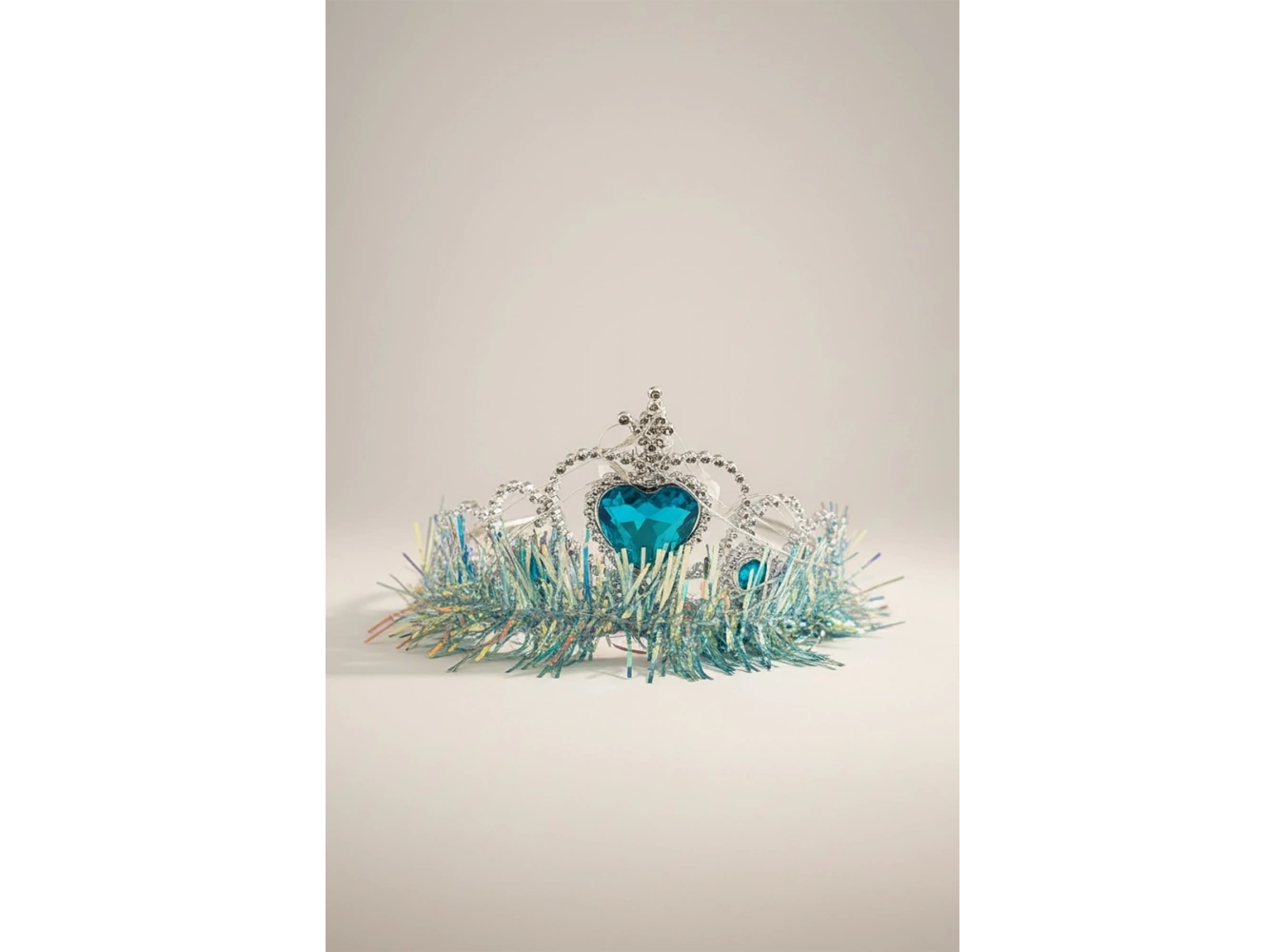 Mavi Renk Kalp Figürlü Işıklı Prenses Çocuk Taç