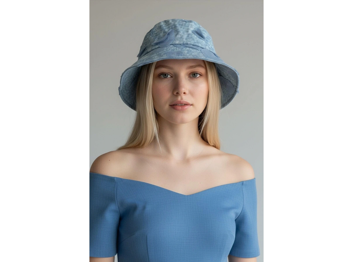 Mavi Renk Kalp Figürlü Kot Tasarım Şapka