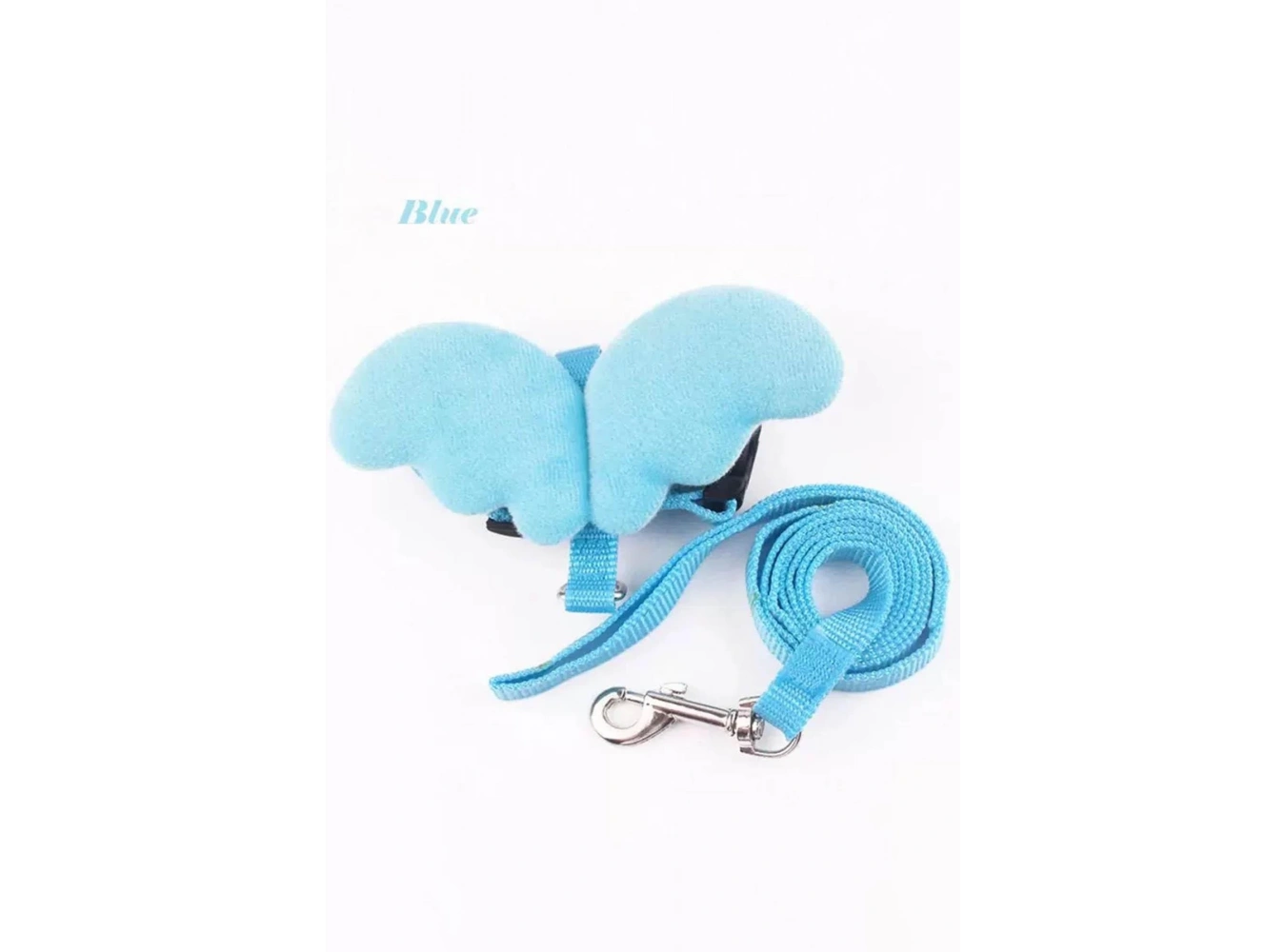 Mavi Renk Kanat Figürlü Bel Göğüs Ayarlanabilir Kedi/Köpek Tasma