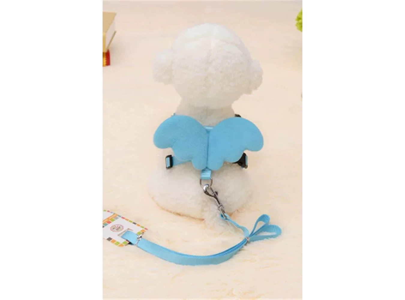 Mavi Renk Kanat Figürlü Bel Göğüs Ayarlanabilir Kedi/Köpek Tasma