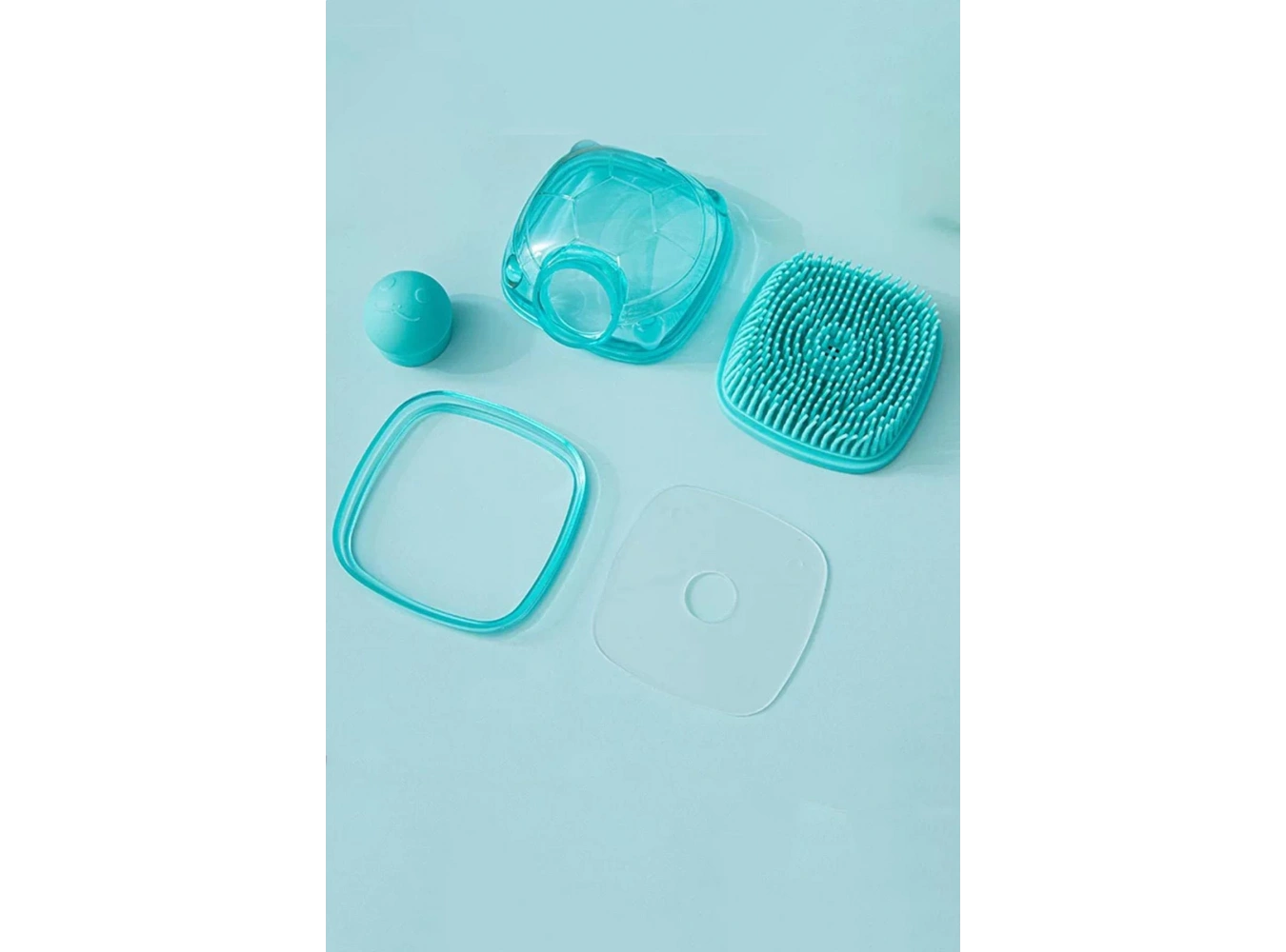 Mavi Renk Kaplumbağa Figürlü Saç Diplerine Masaj Yapan Şampuan Hazneli Silikon Saç Yıkama Fırçası