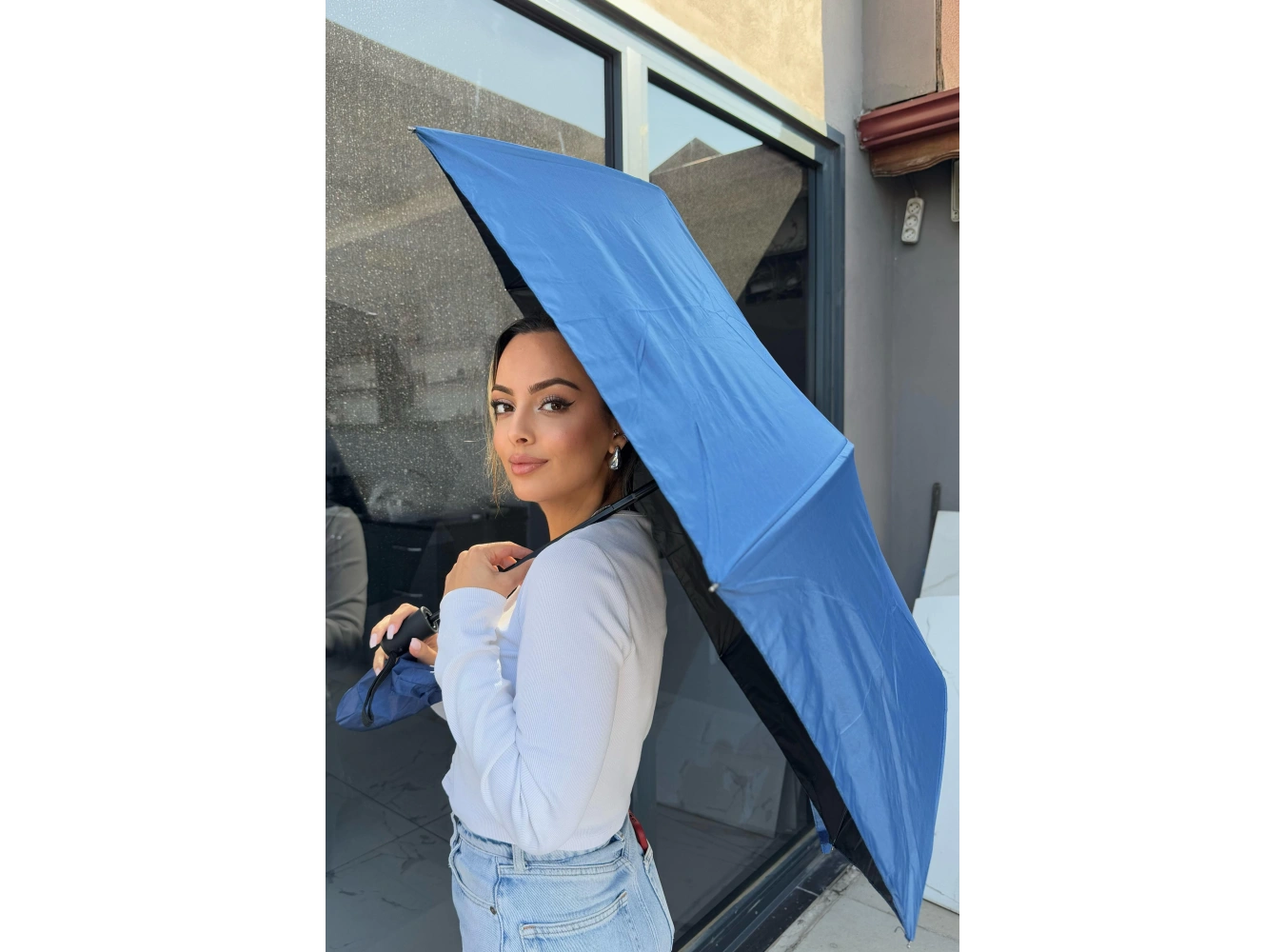 Mavi Renk Katlanabilir Şemsiye