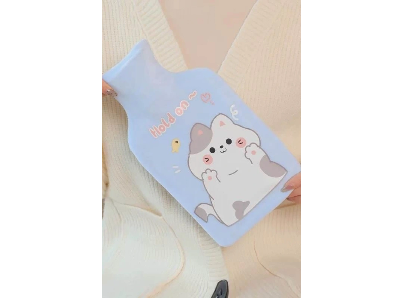 Mavi Renk Kedi Figürlü Peluş Sıcak Su Torbası