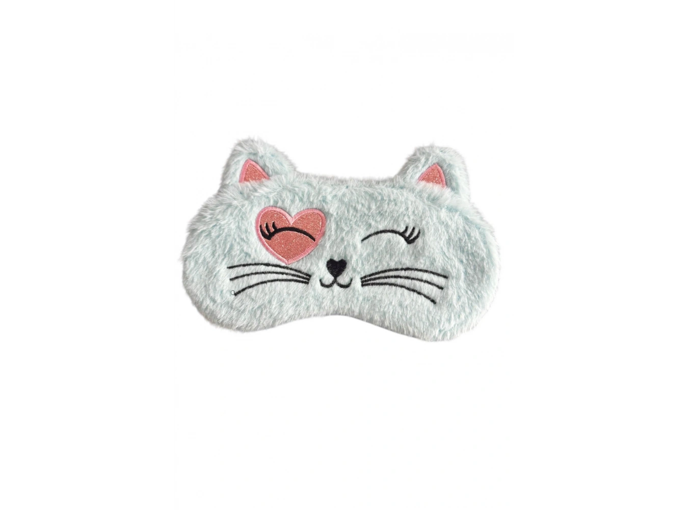 Mavi Renk Kedi Figürlü Peluş Uyku Bandı