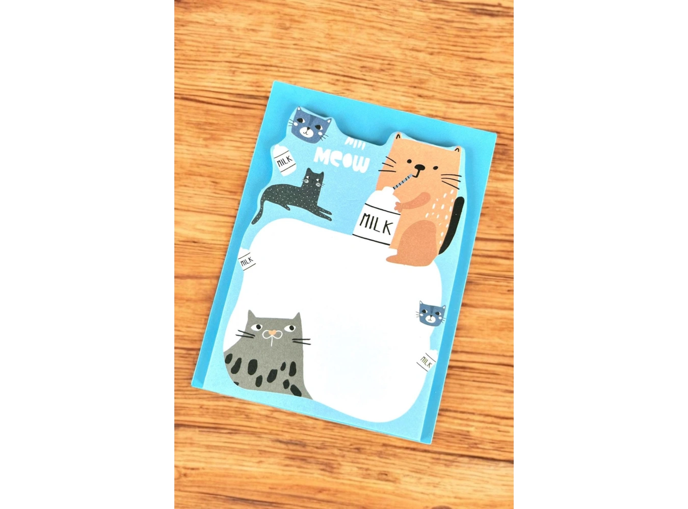 Mavi Renk Kedi Figürlü Yapışkanlı Not Kağıdı