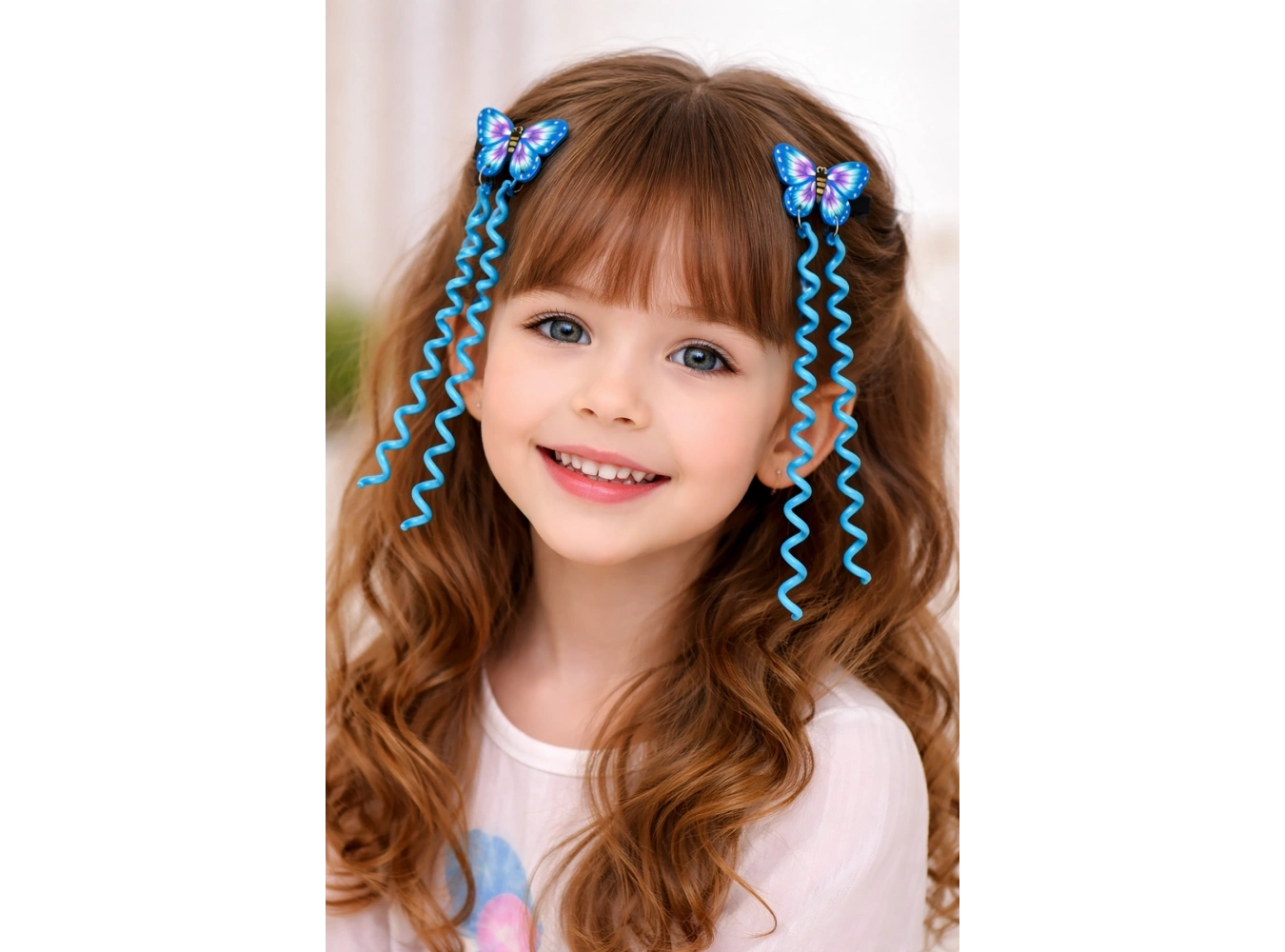 Mavi Renk Kelebek Figürlü Çocuk Yan Toka