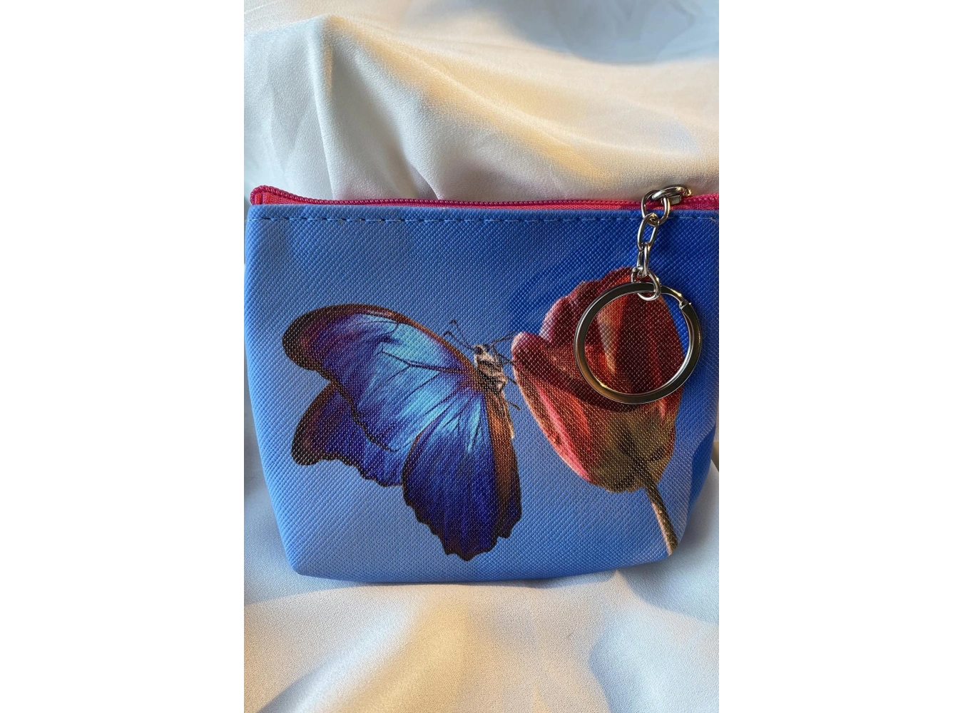 Mavi Renk Kelebek Figürlü Cüzdan/ Anahtarlık