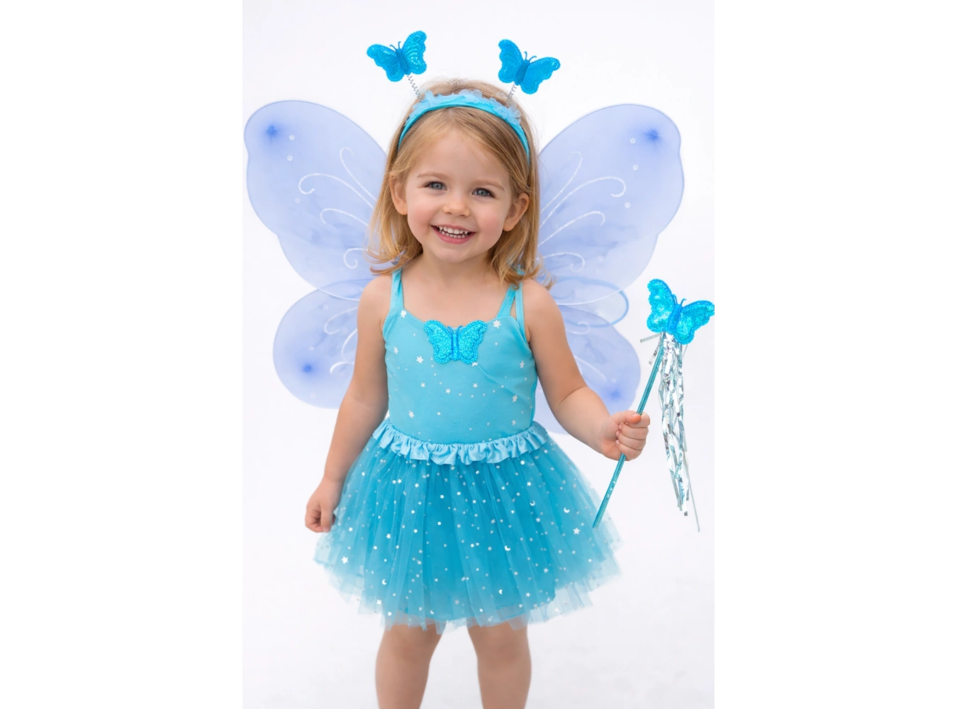 Mavi Renk Kelebek Figürlü Kanat /Asa /Taç /Etek Set