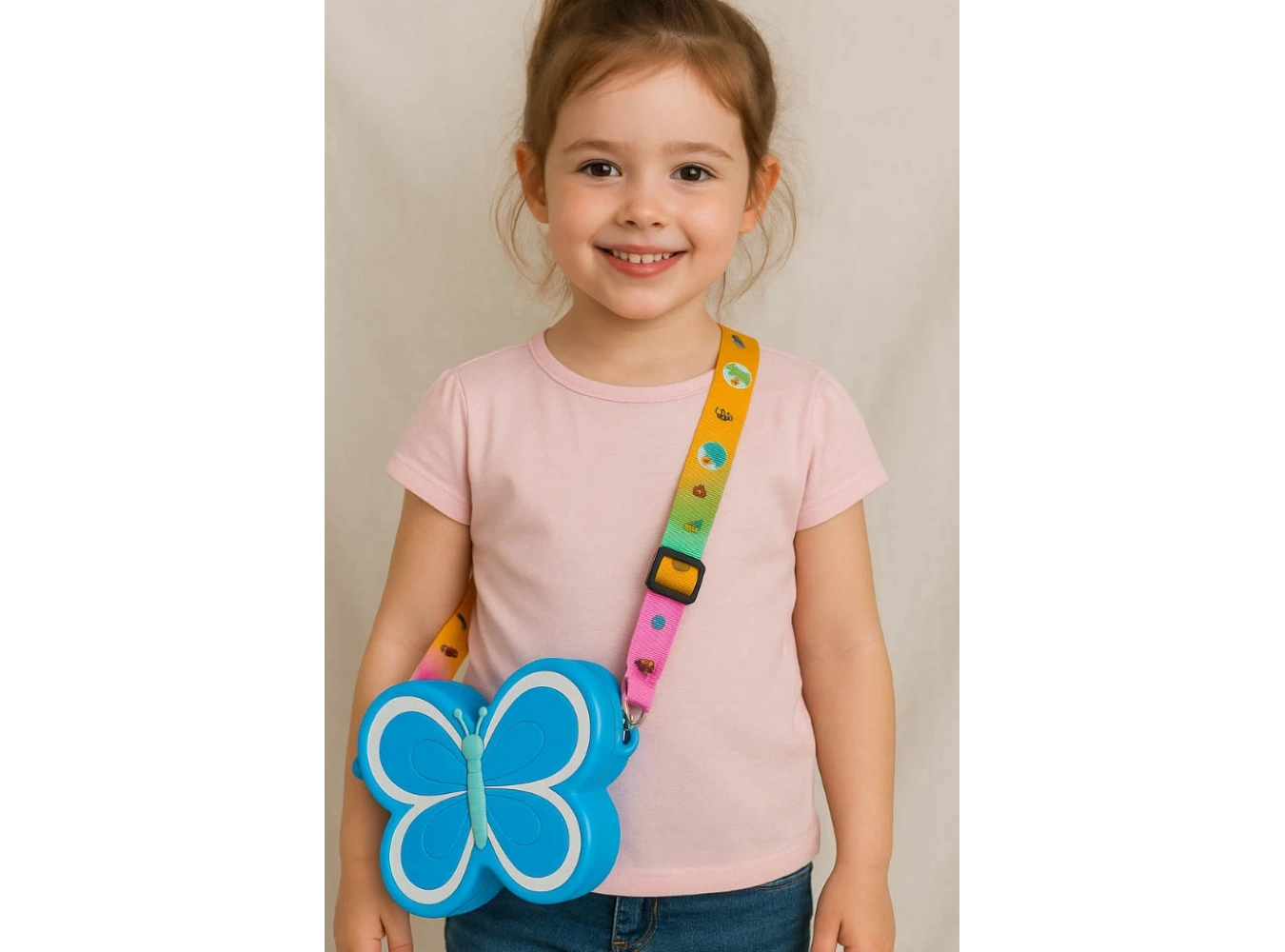 Mavi Renk Kelebek Figürlü Pop-it Çocuk Çanta