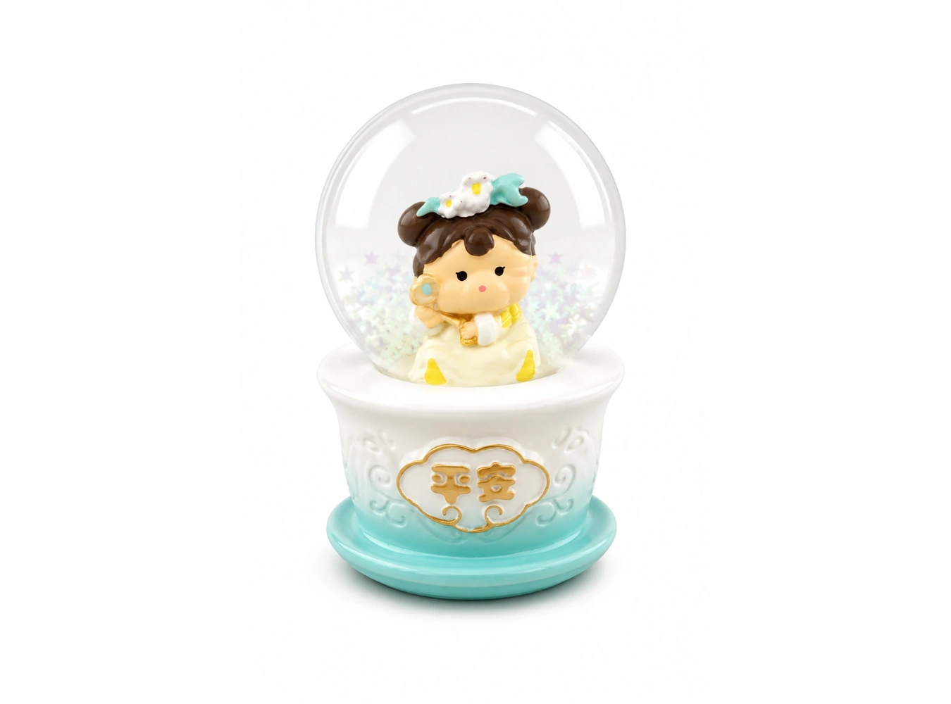 Mavi Renk Kız Figürlü Işıklı Mini Küre