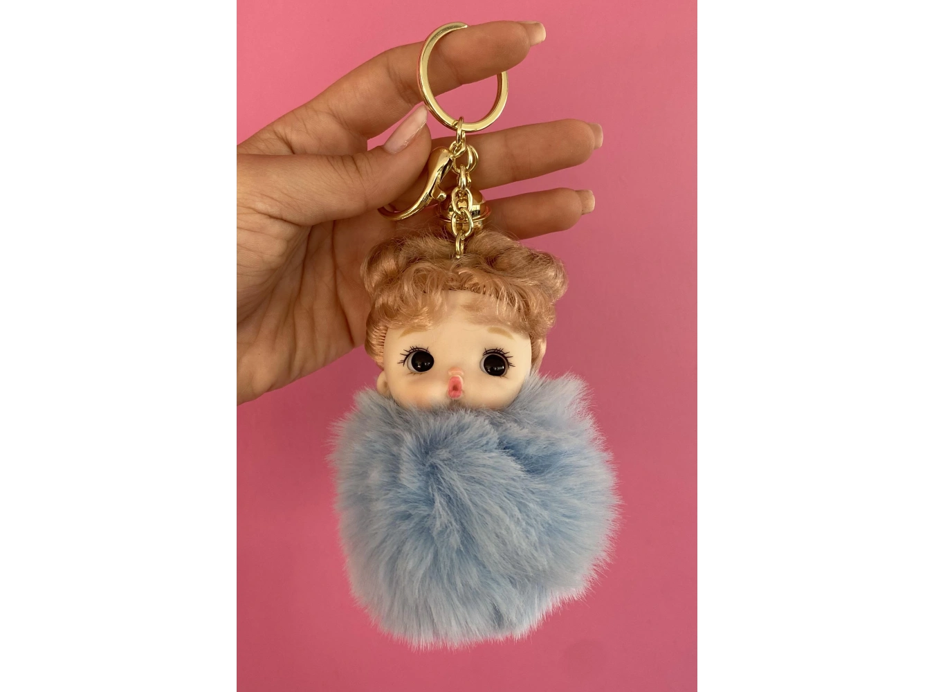 Mavi Renk Kız Figürlü Peluş Anahtarlık