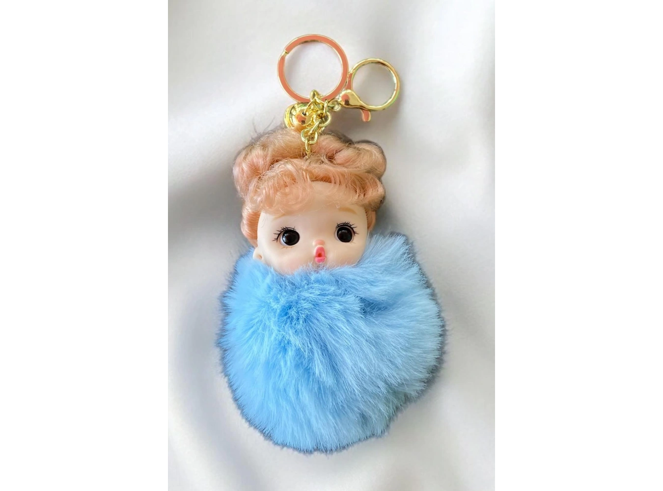 Mavi Renk Kız Figürlü Peluş Anahtarlık