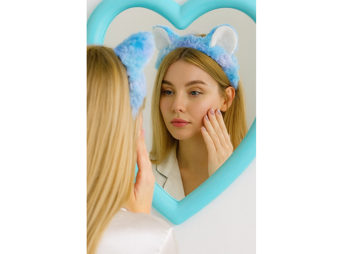 Mavi Renk Kulak Figürlü Peluş Saç Bandı