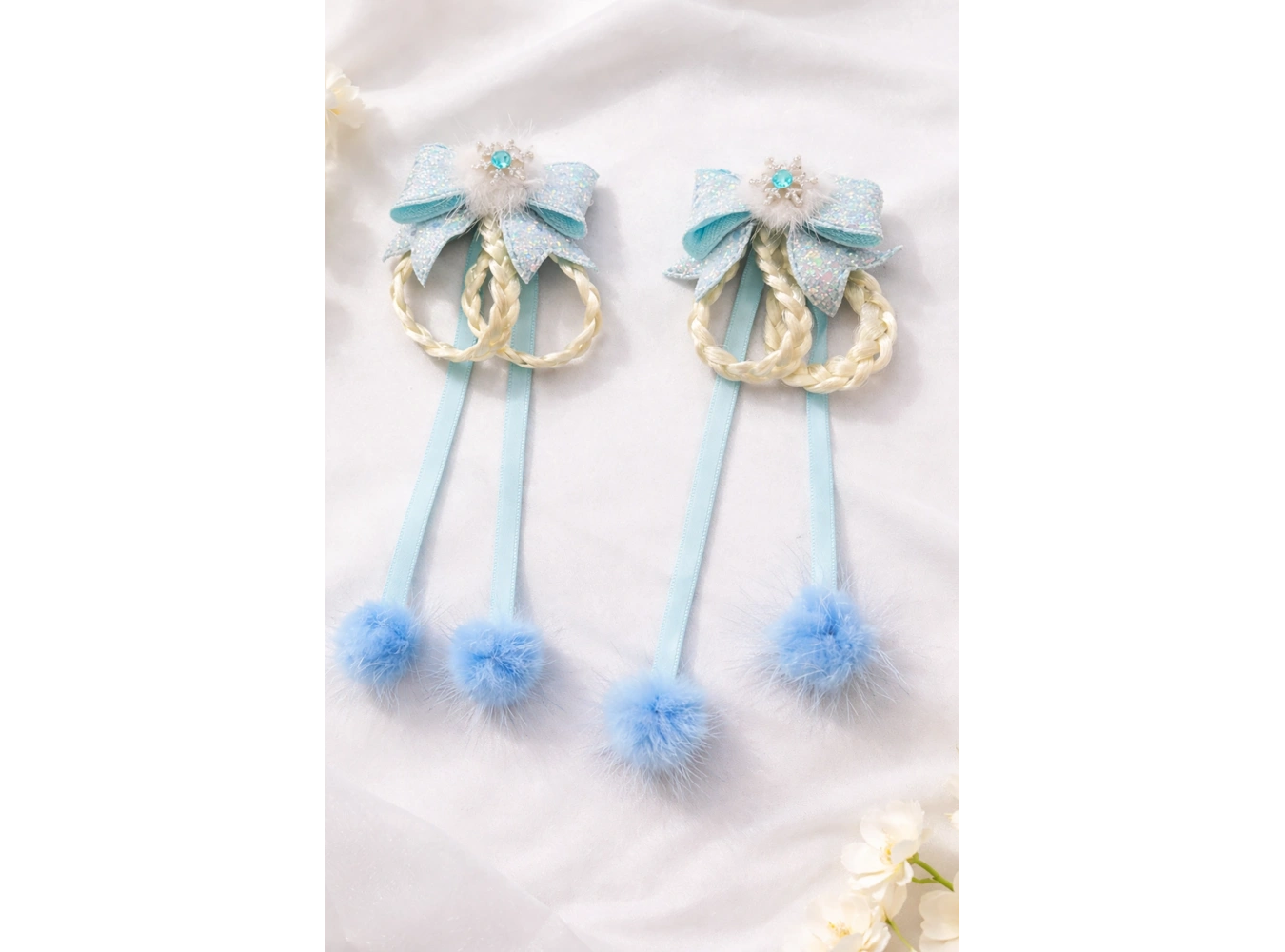 Mavi Renk Kurdele Figürlü 2li Yan Toka