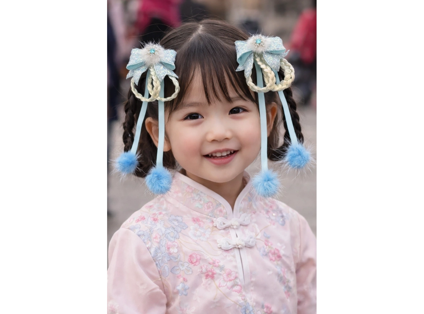 Mavi Renk Kurdele Figürlü 2li Yan Toka