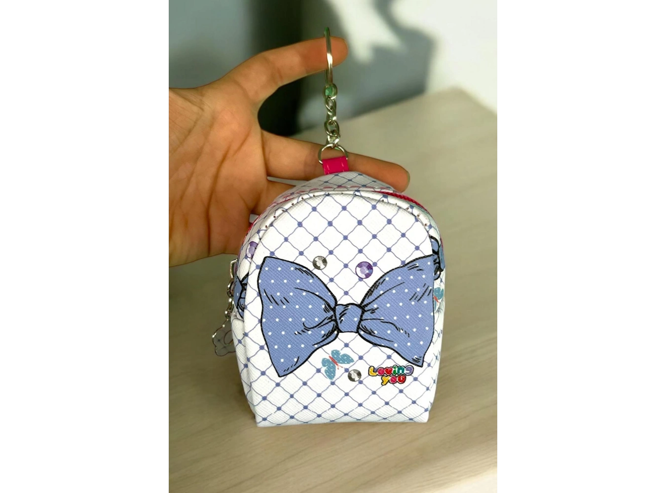 Mavi Renk Kurdele Figürlü Anahtarlık /Cüzdan