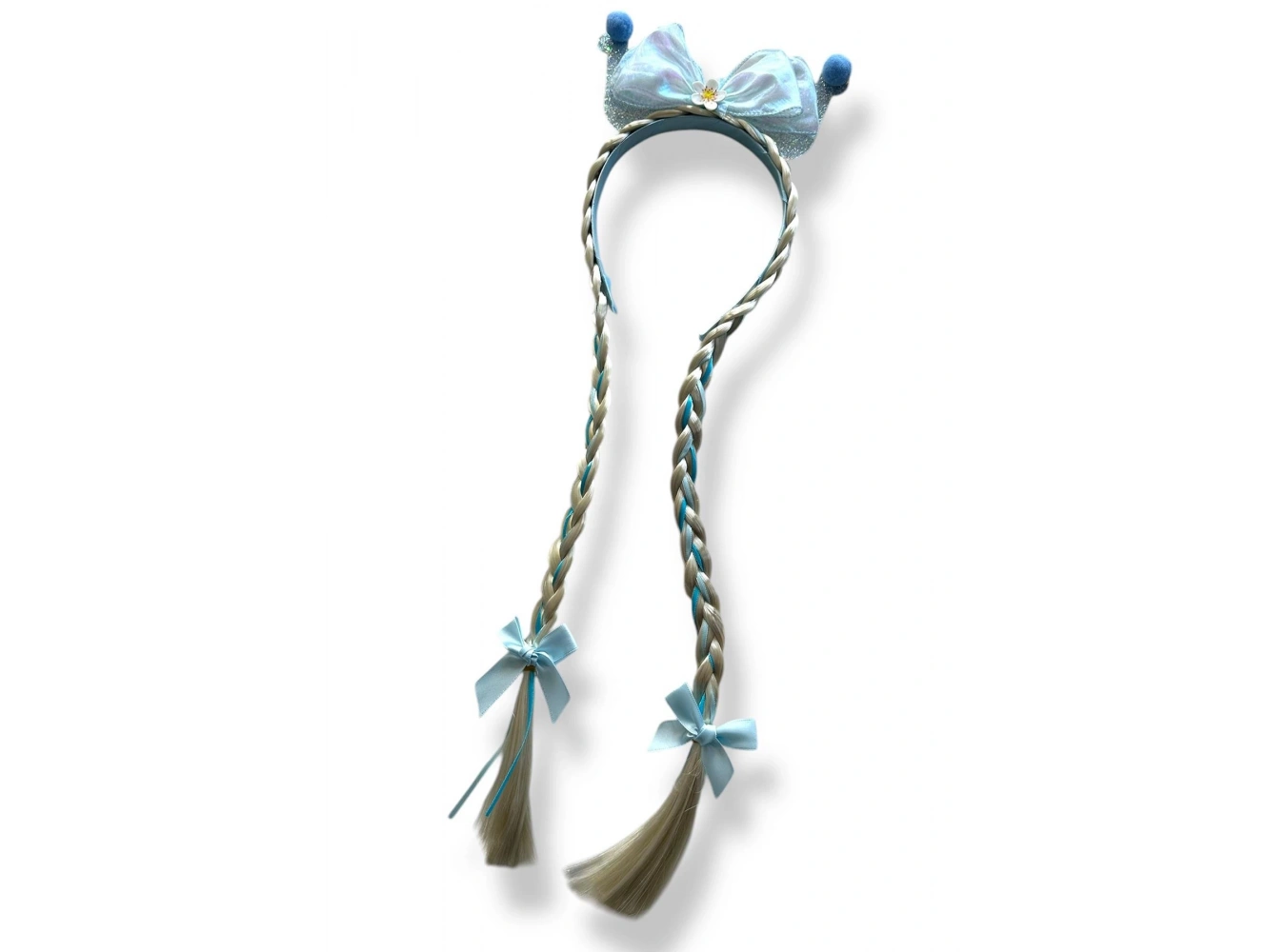 Mavi Renk Kurdele Figürlü Örgü Detaylı Çocuk Taç