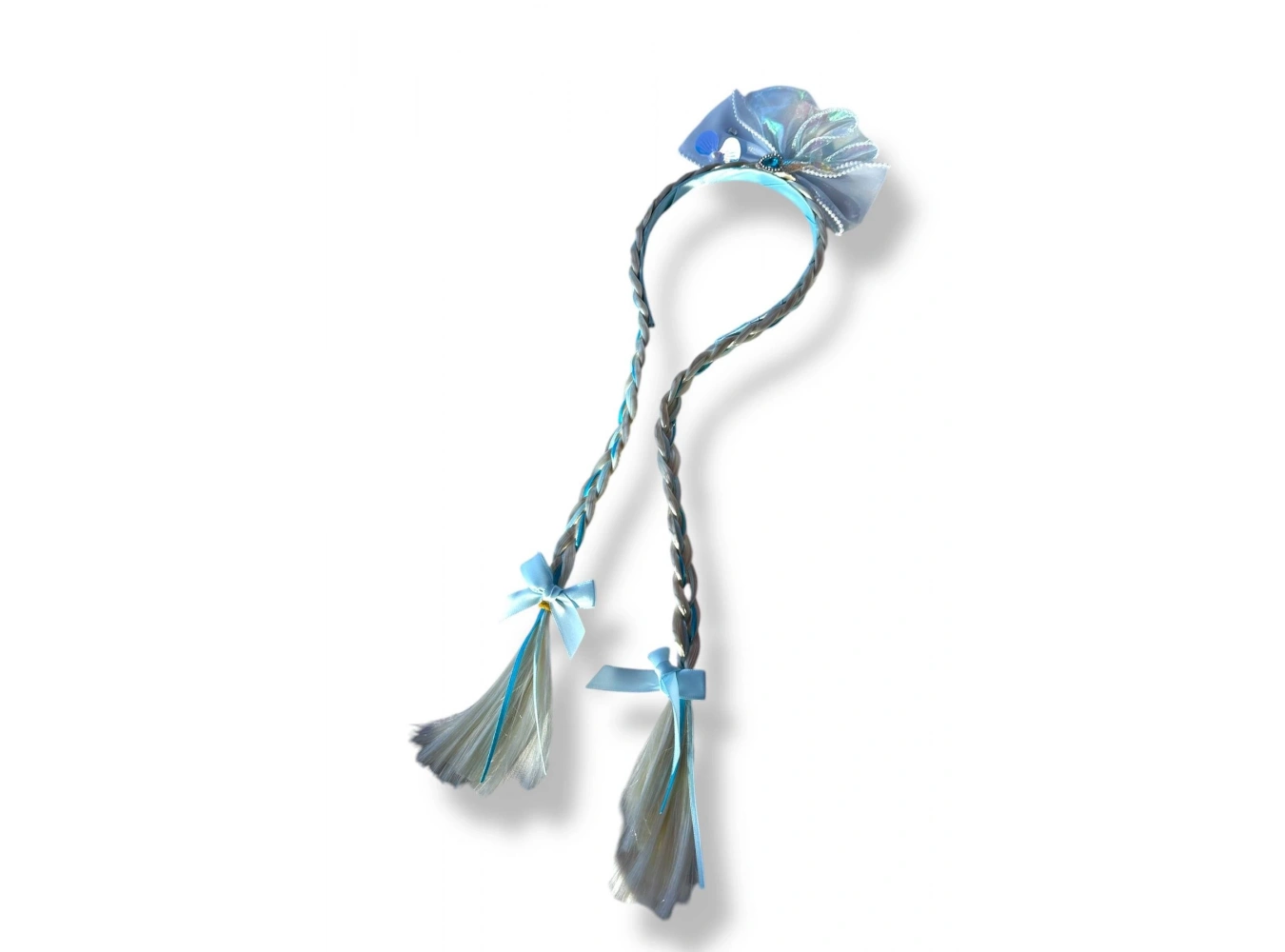 Mavi Renk Kuyruk Figürlü Örgülü Çocuk Taç