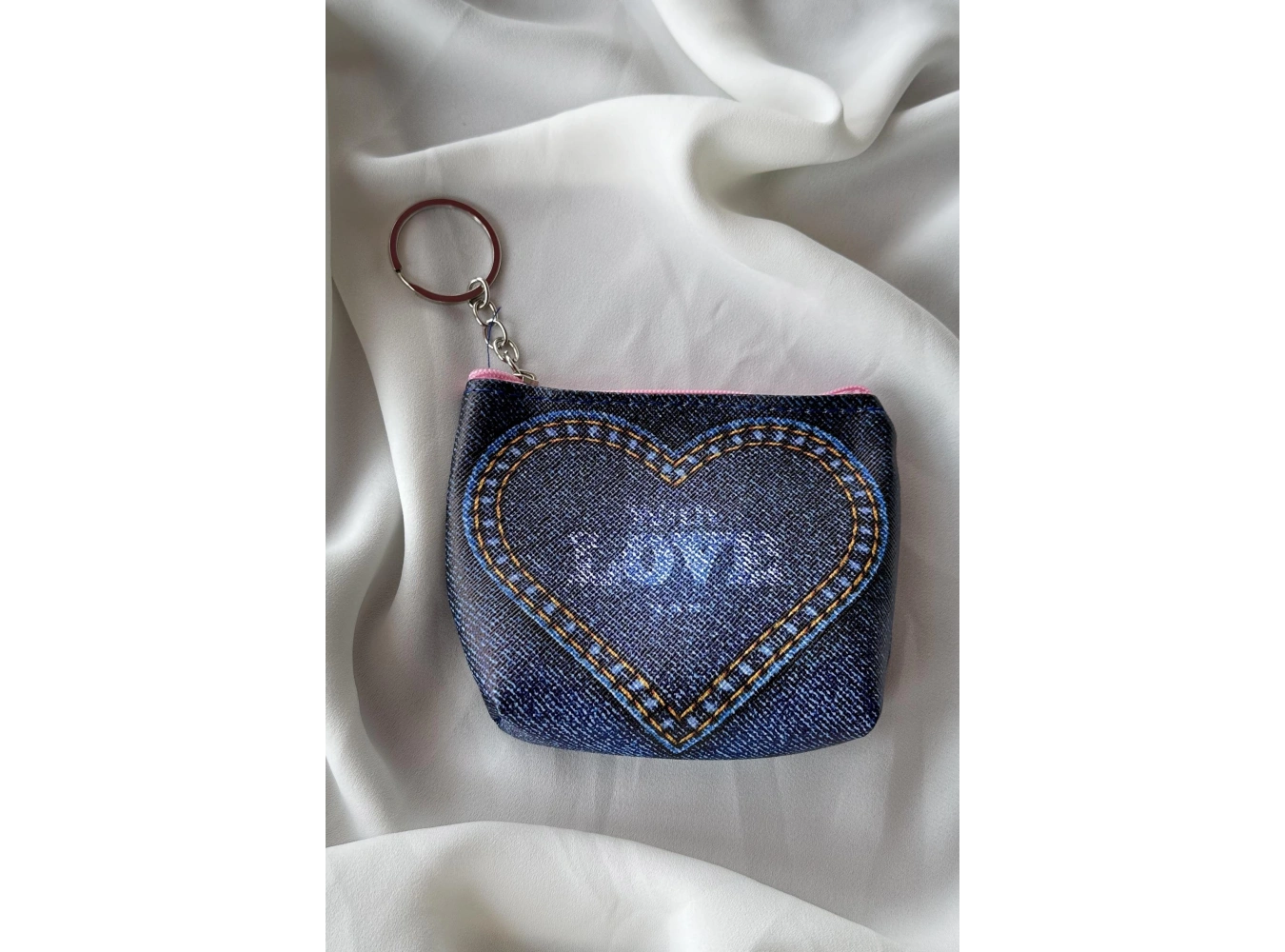 Mavi Renk Love Yazılı Cüzdan/ Anahtarlık