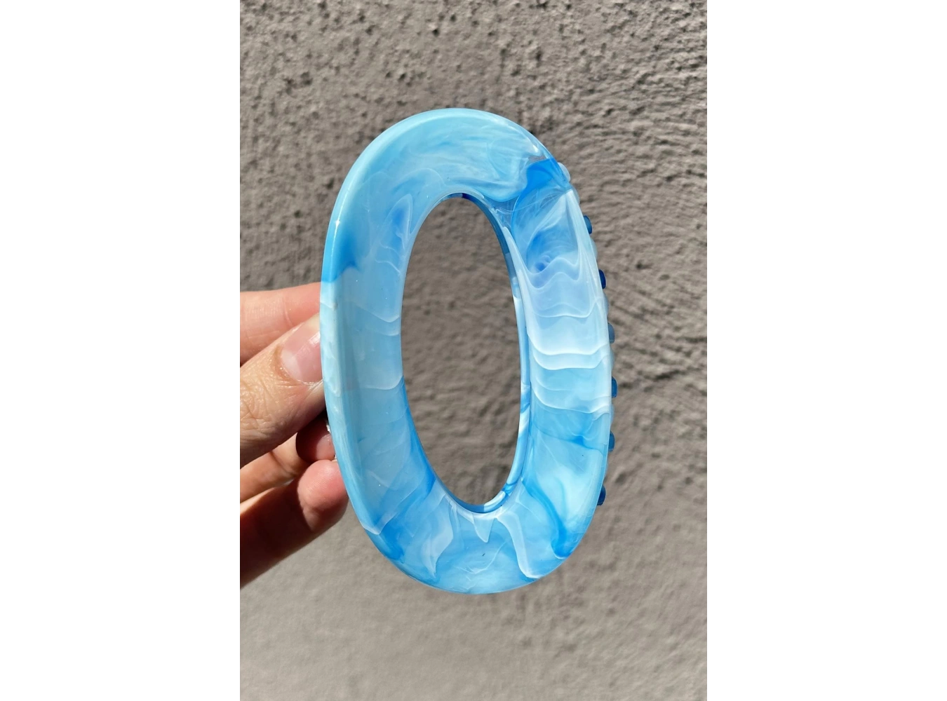 Mavi Renk Mermer Desenli Kemik Mandal Toka