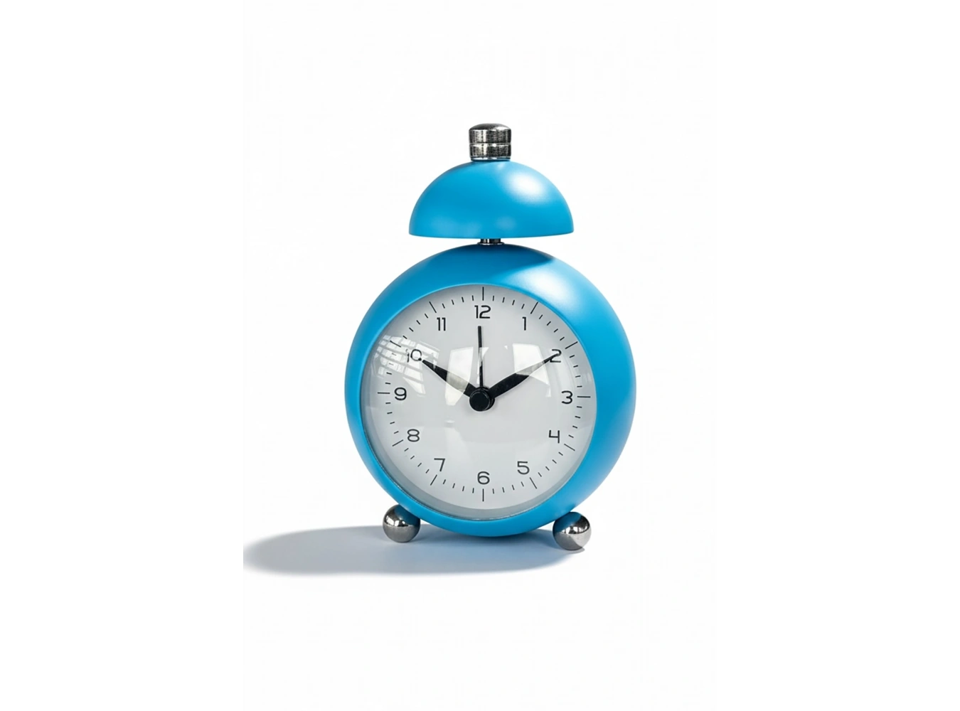 Mavi Renk Mini Dekoratif Alarmlı Yuvarlak Masa Saati