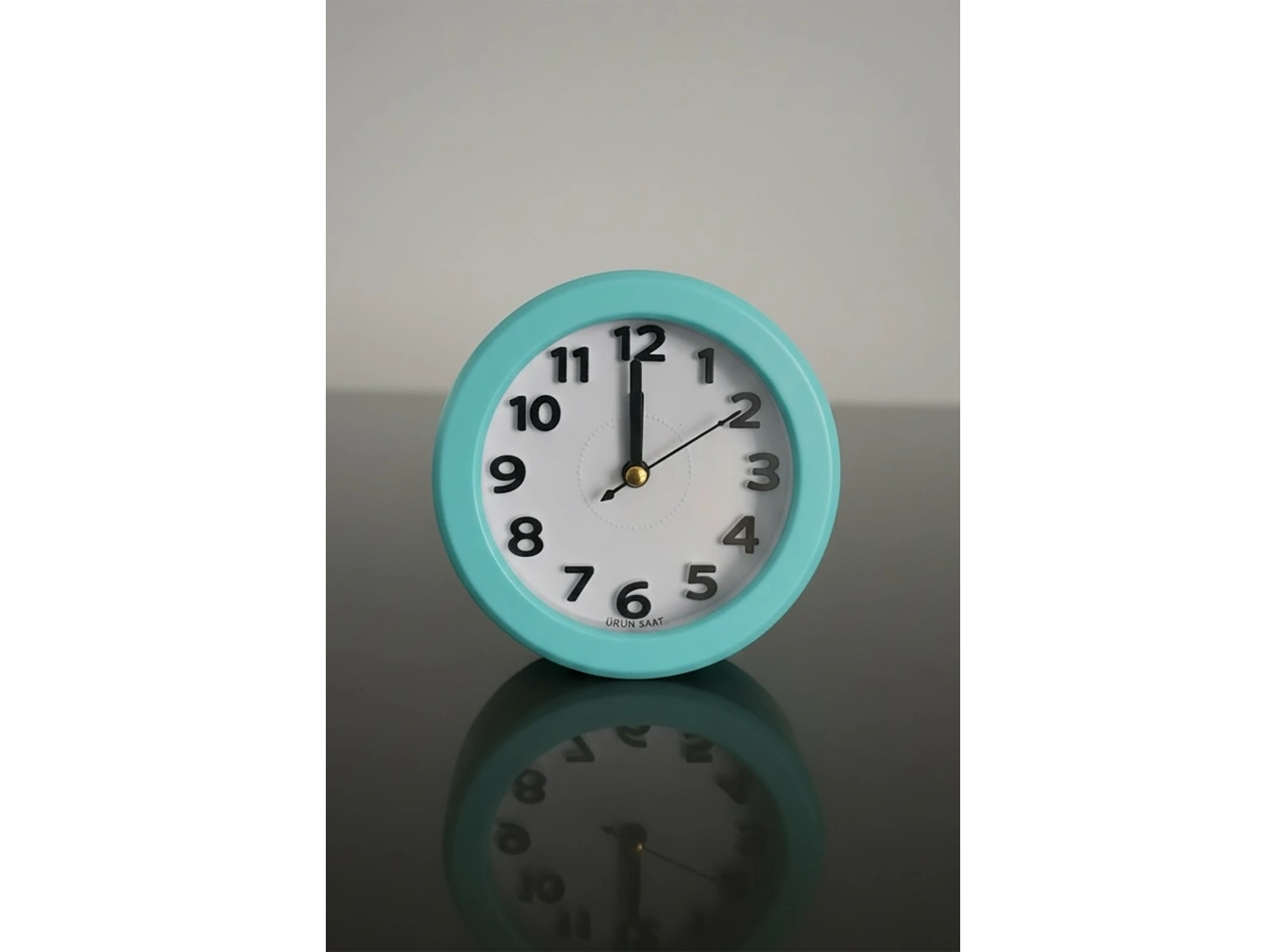 Mavi Renk Mini Dekoratif Alarmlı Yuvarlak Masa Saati