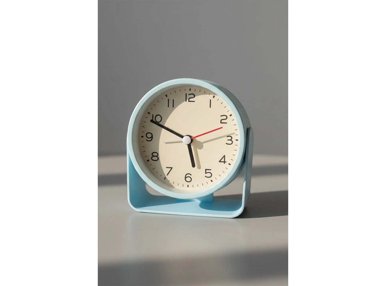 Mavi Renk Mini Dekoratif Alarmlı Yuvarlak Masa Saati