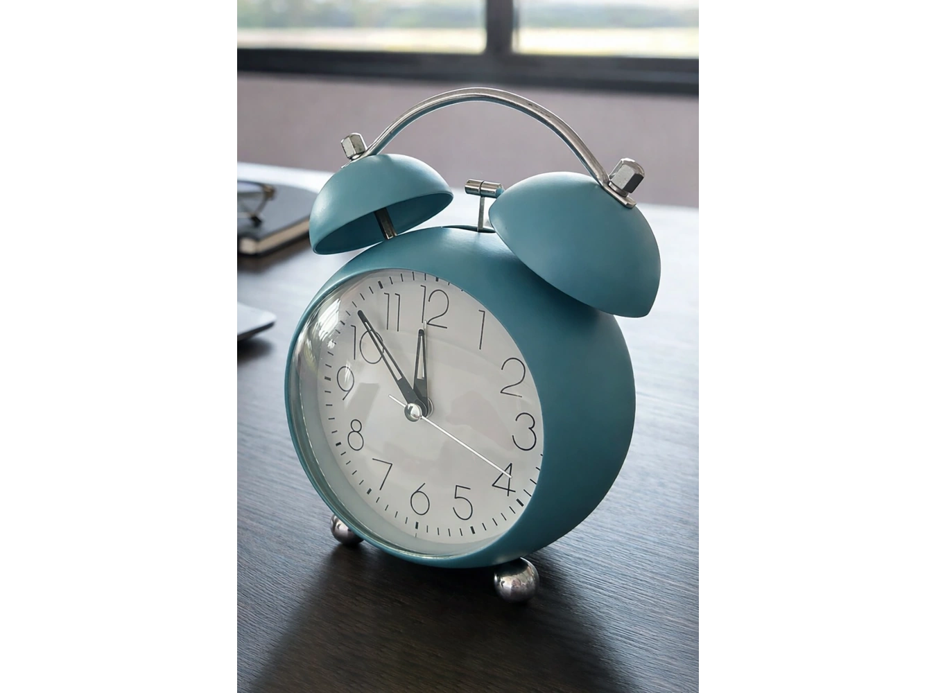 Mavi Renk Mini Dekoratif Işıklı Alarmlı Yuvarlak Masa Saati