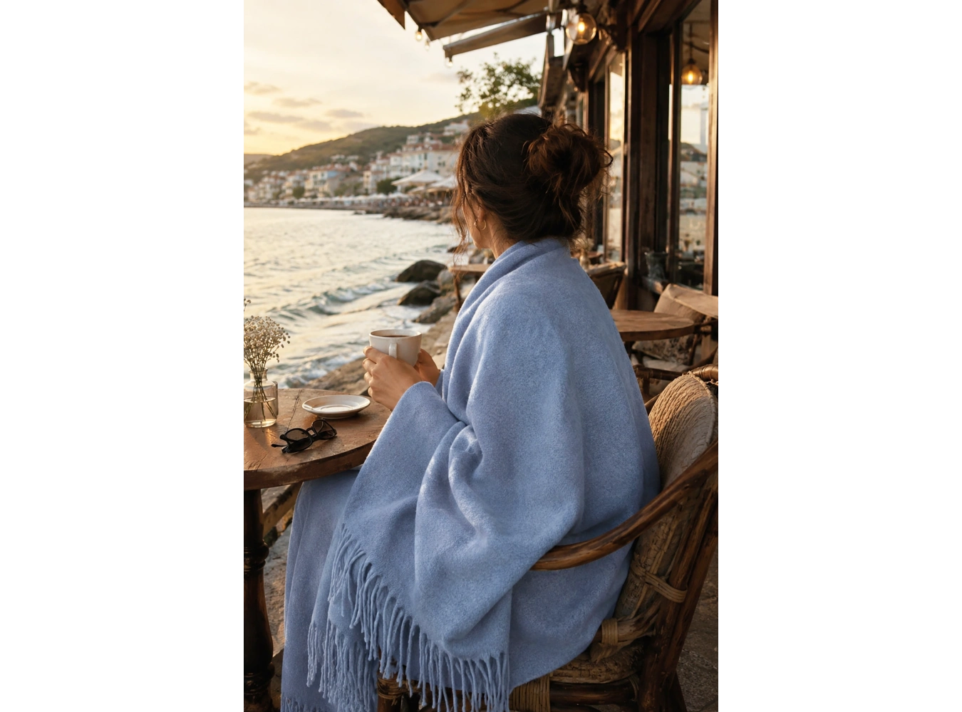 Mavi Renk Omuz Şalı/Atkı