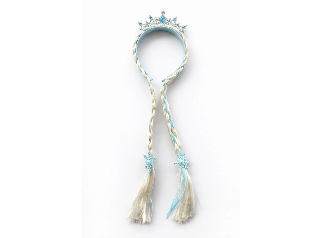 Mavi Renk Örgü Saç Detaylı Taç